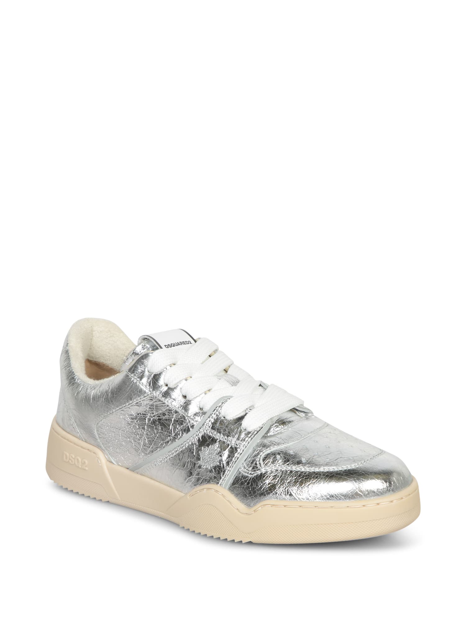 DSQUARED2 SILVER CRACKLE LAMINATE SNEAKERS 