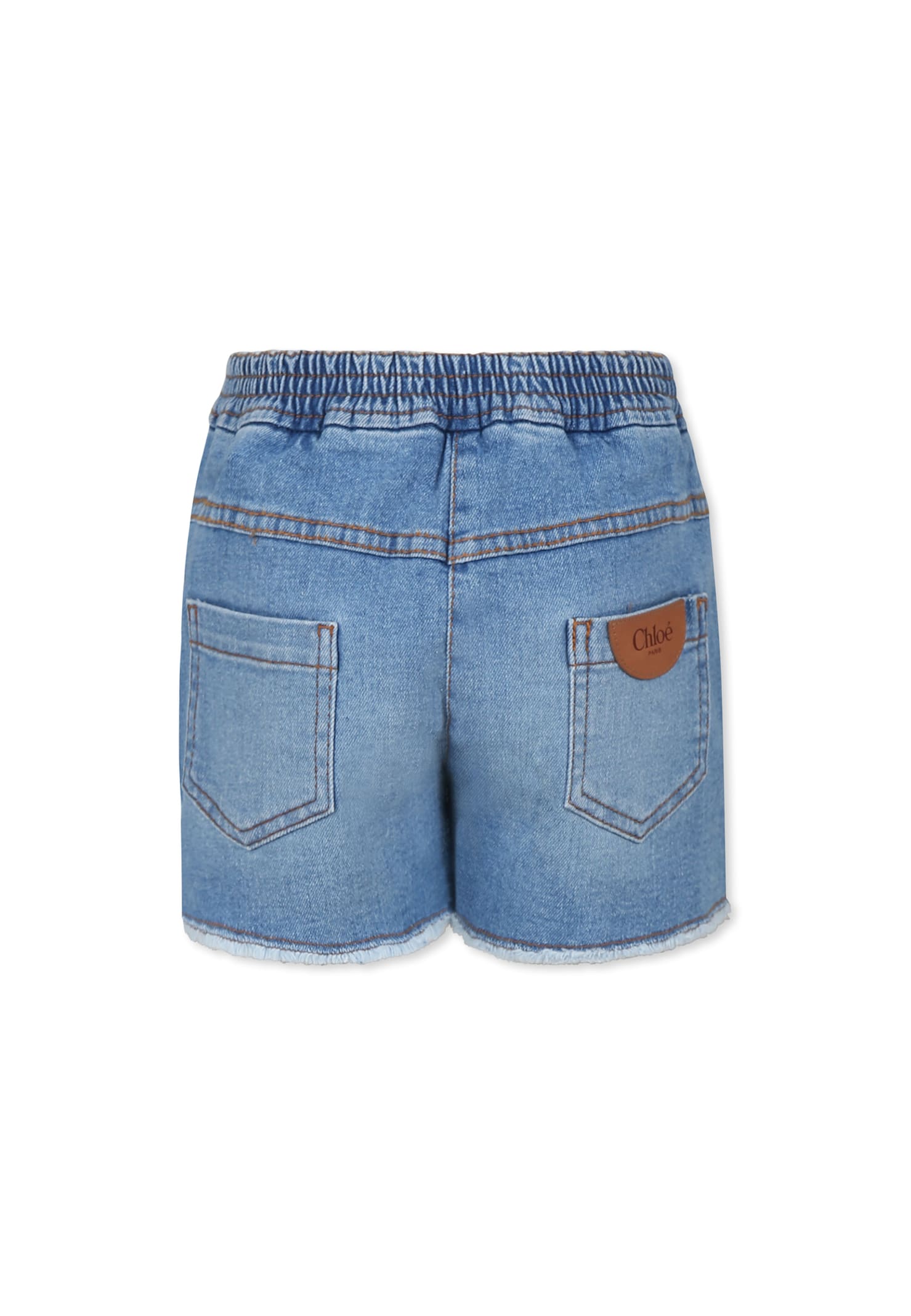 CHLOÉ DENIM SHORTS FOR GIRL WITH LOGO
