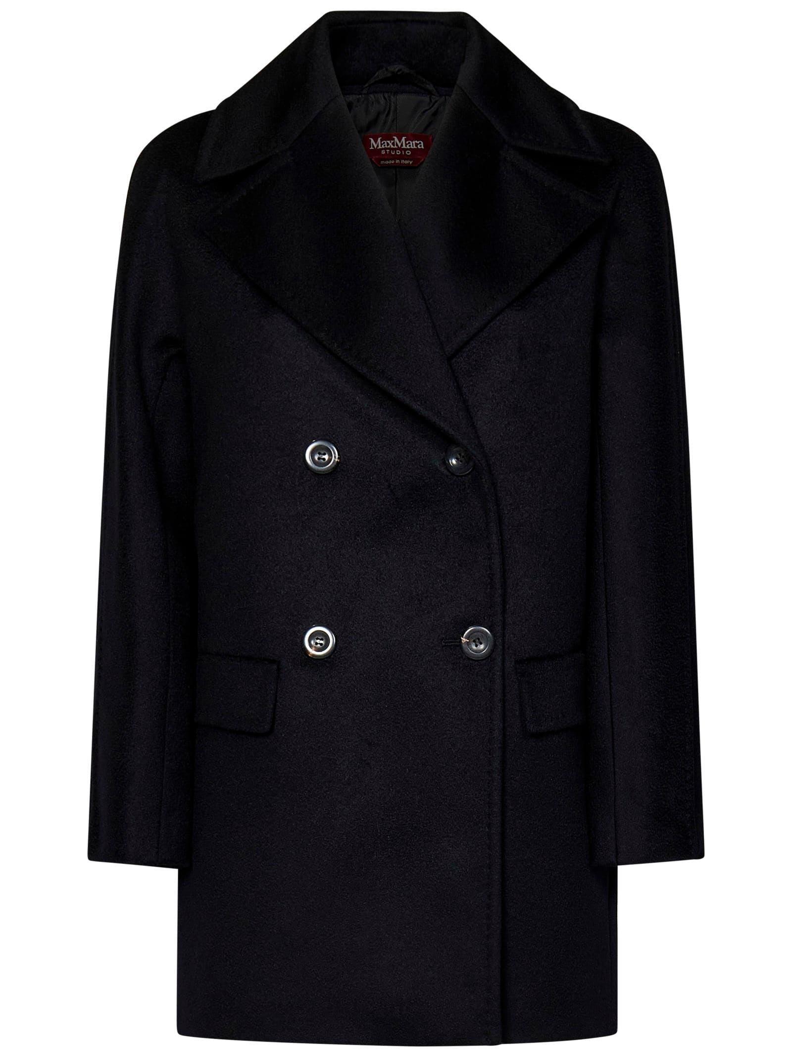 Shop Max Mara Maxmara Studio Coat In Black