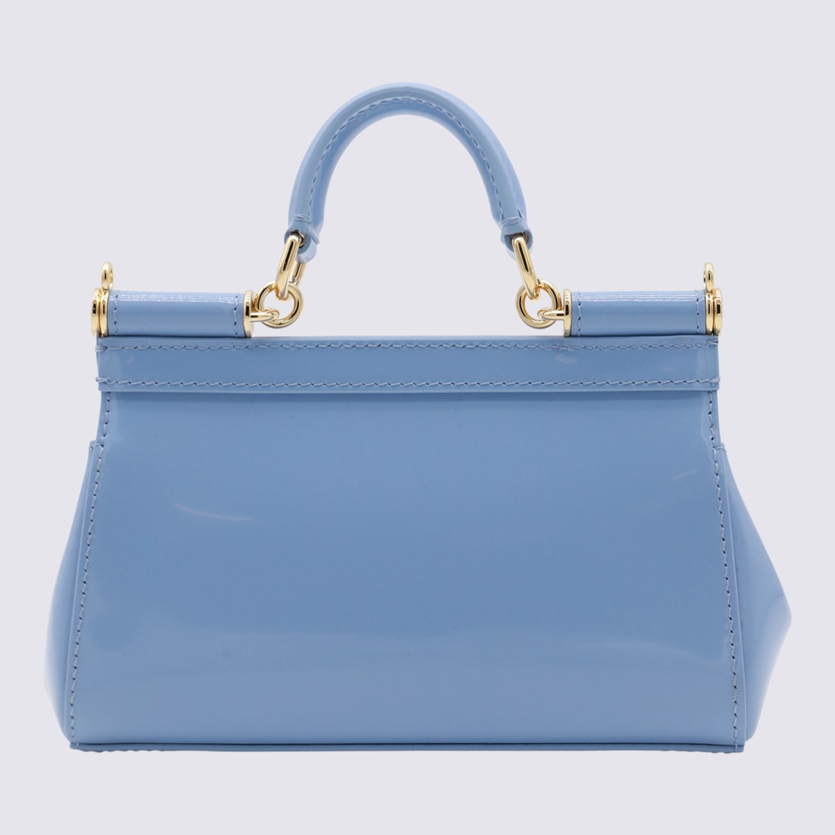 Shop Dolce & Gabbana Ligth Blue Leather Sicily Top Handle Bag In Carta Da Zucchero