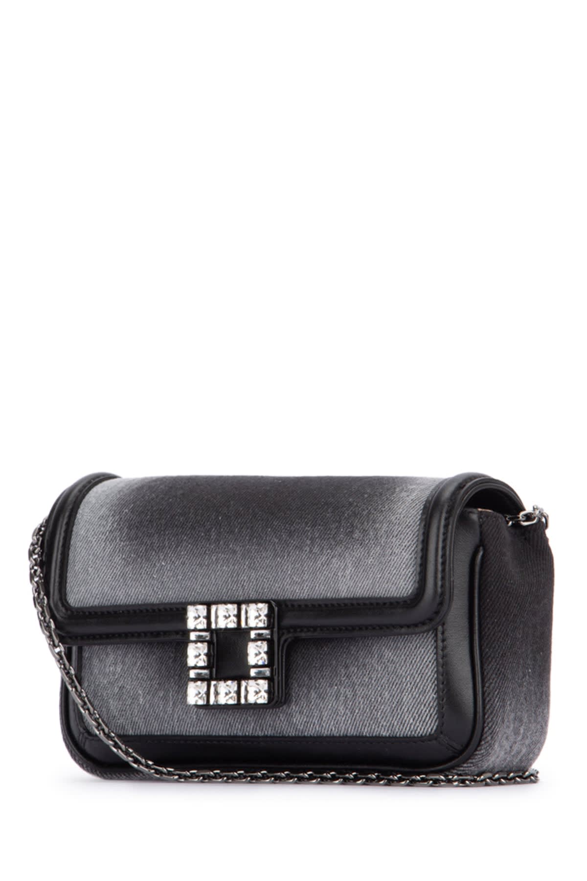 Shop Roger Vivier Viv Jeu De Fille Denim Bag In Nero