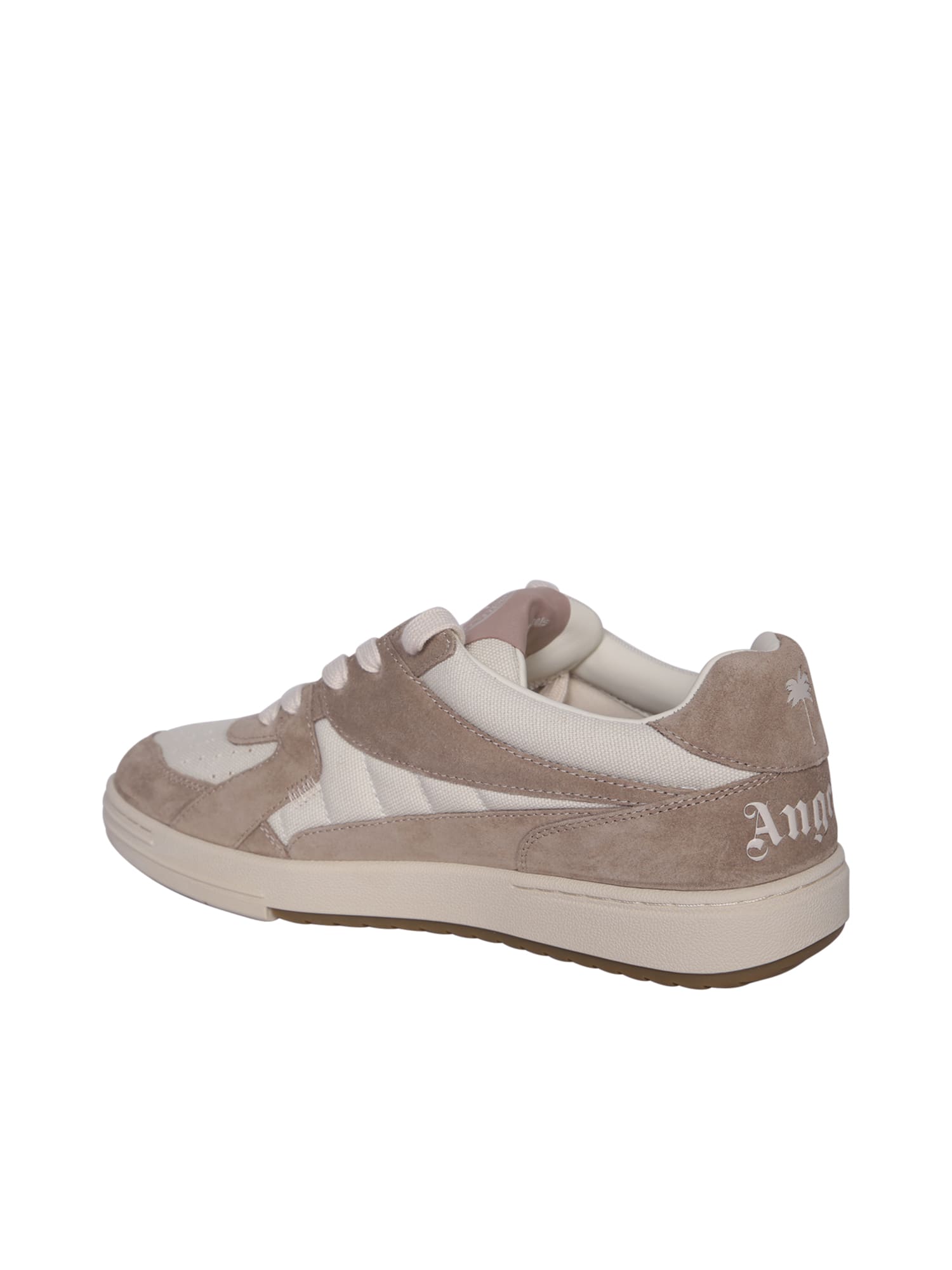 Shop Palm Angels University Suede White/ Camel Sneakers
