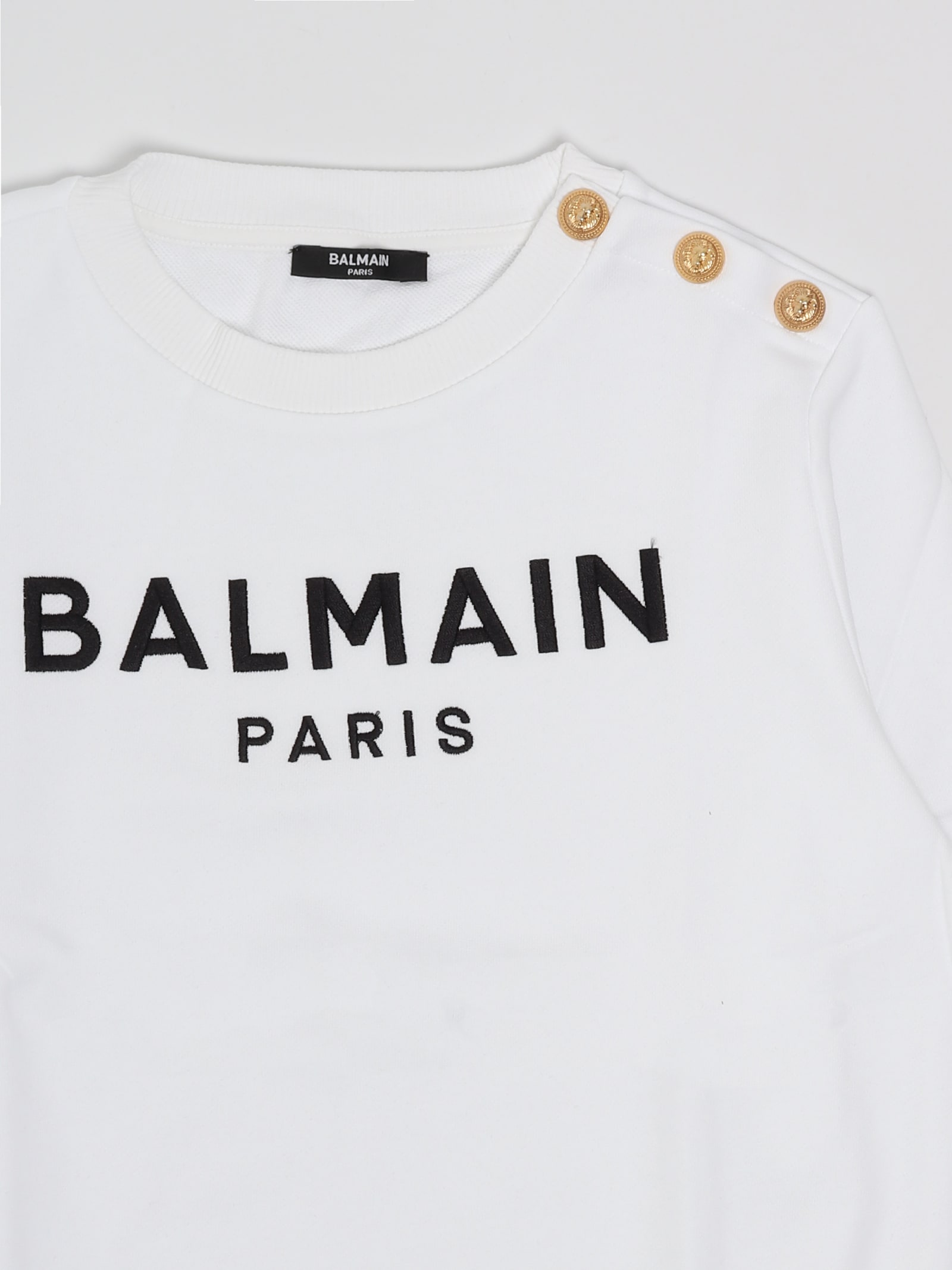 Shop Balmain Crewneck Sweatshirt In Bianco-nero