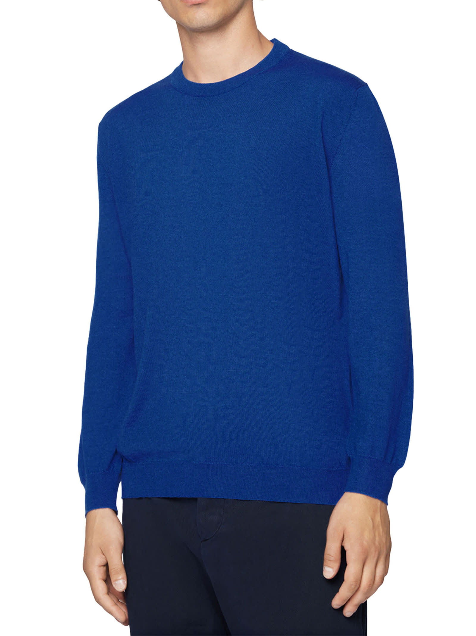 Shop Kiton Sweater Roundneck Cashmere In Sugar Paper