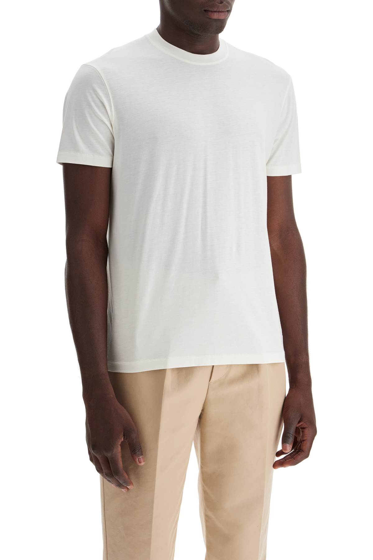 Shop Tom Ford Cottono And Lyocell T-shirt In Chalk (white)