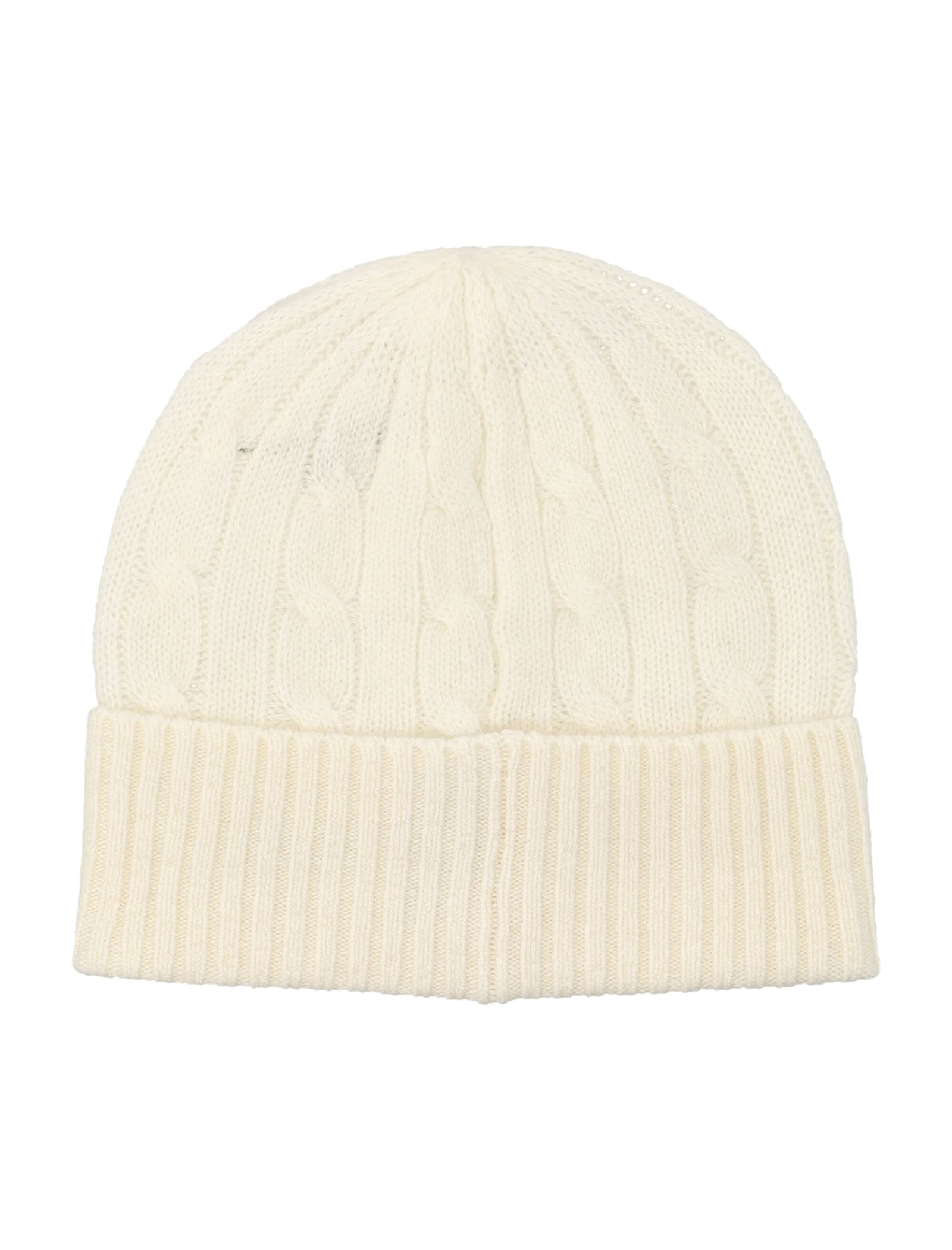 Polo Ralph Lauren Womens Cream Cable Knitted Wool And Cashmere Beanie In Neutral
