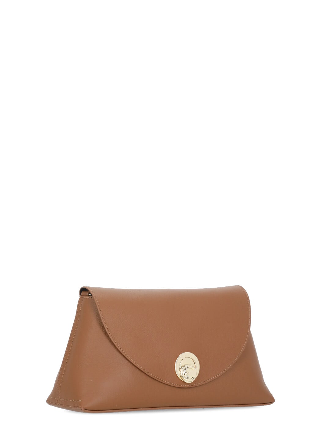 Coccinelle Curved Top Handbag With Circular Detail And Detachable Shoulder Strap In Brown