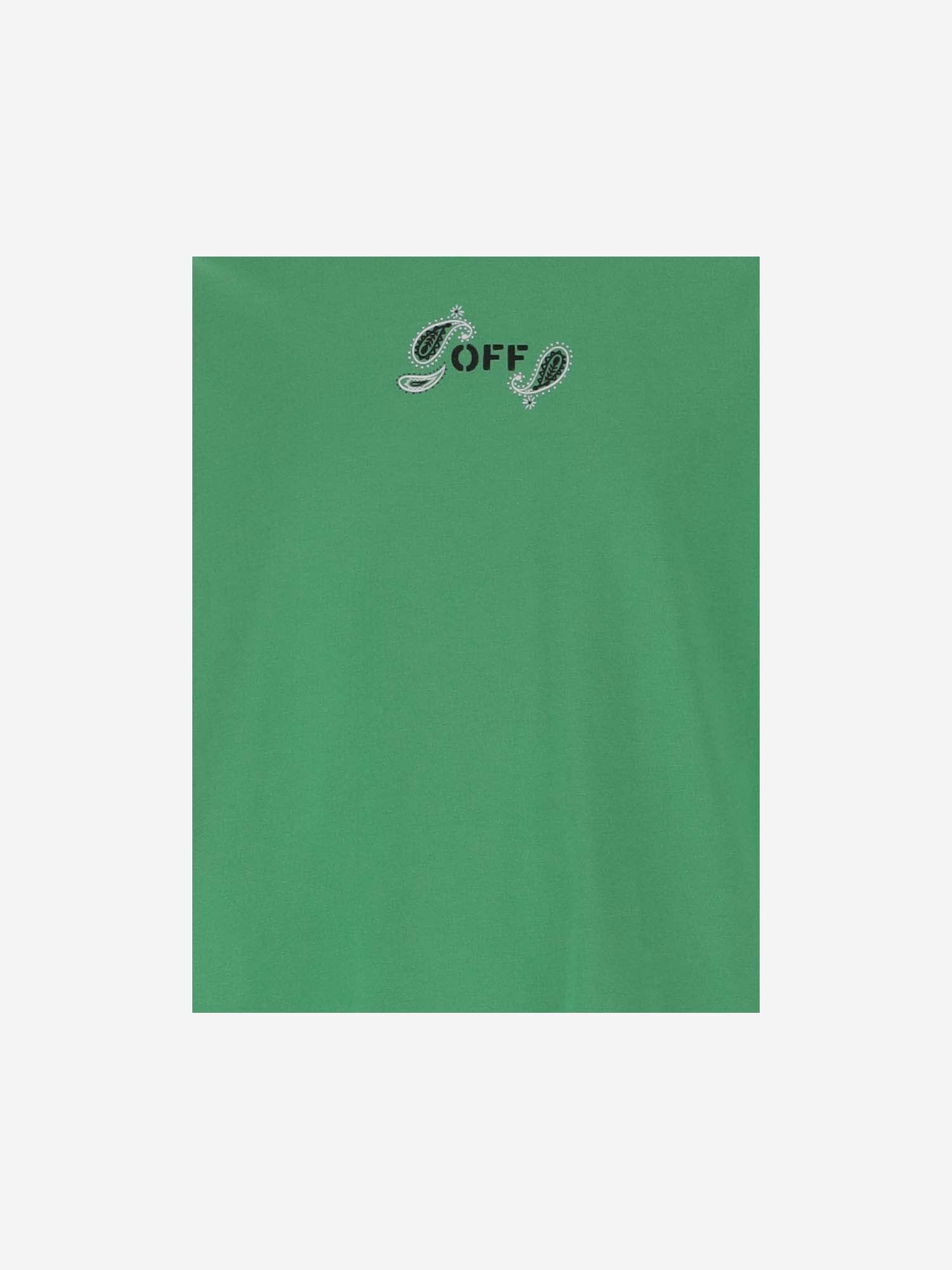 Shop Off-white Cotton T-shirt With Logo In Green