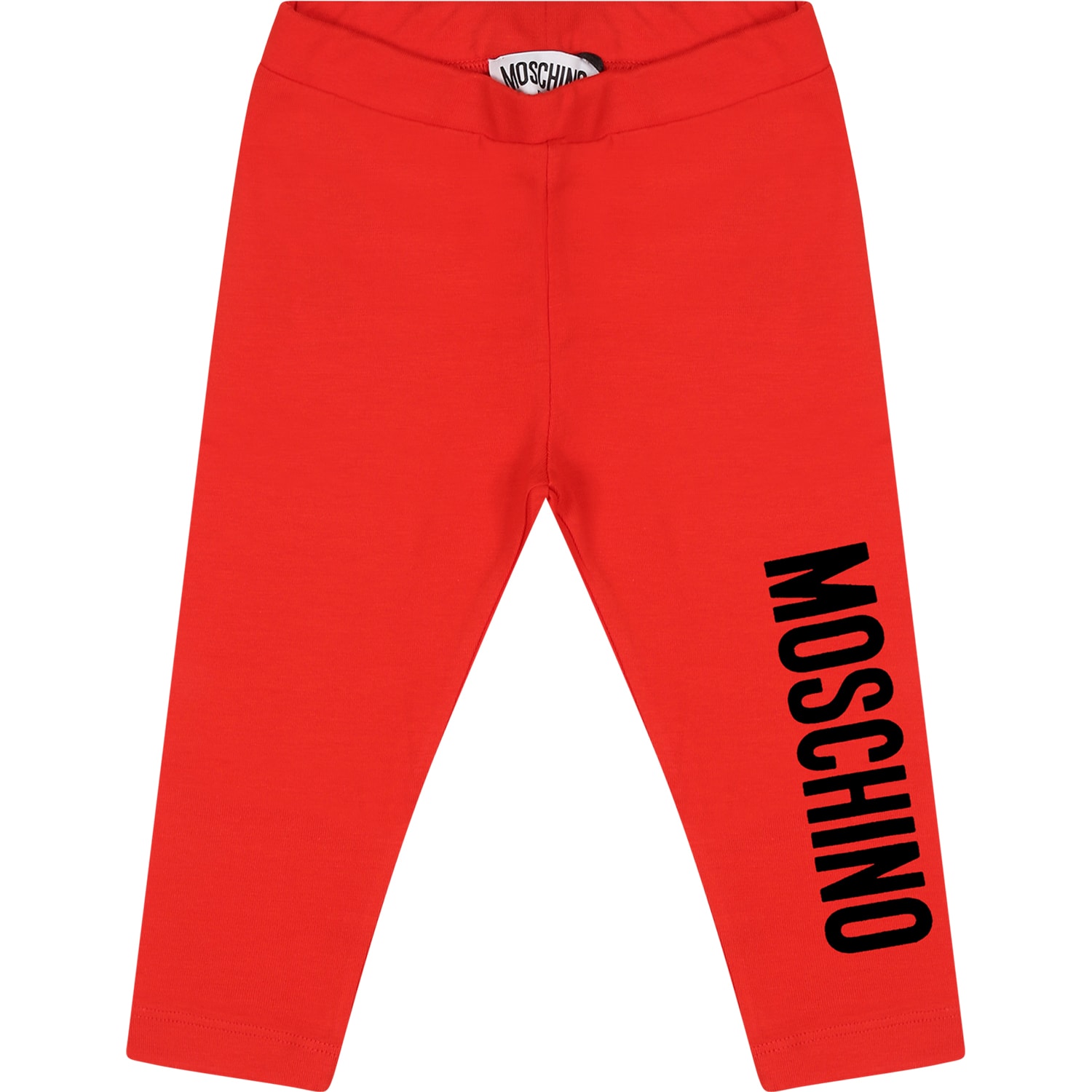 MOSCHINO RED LEGGINGS FOR BABY GIRL WITH LOGO