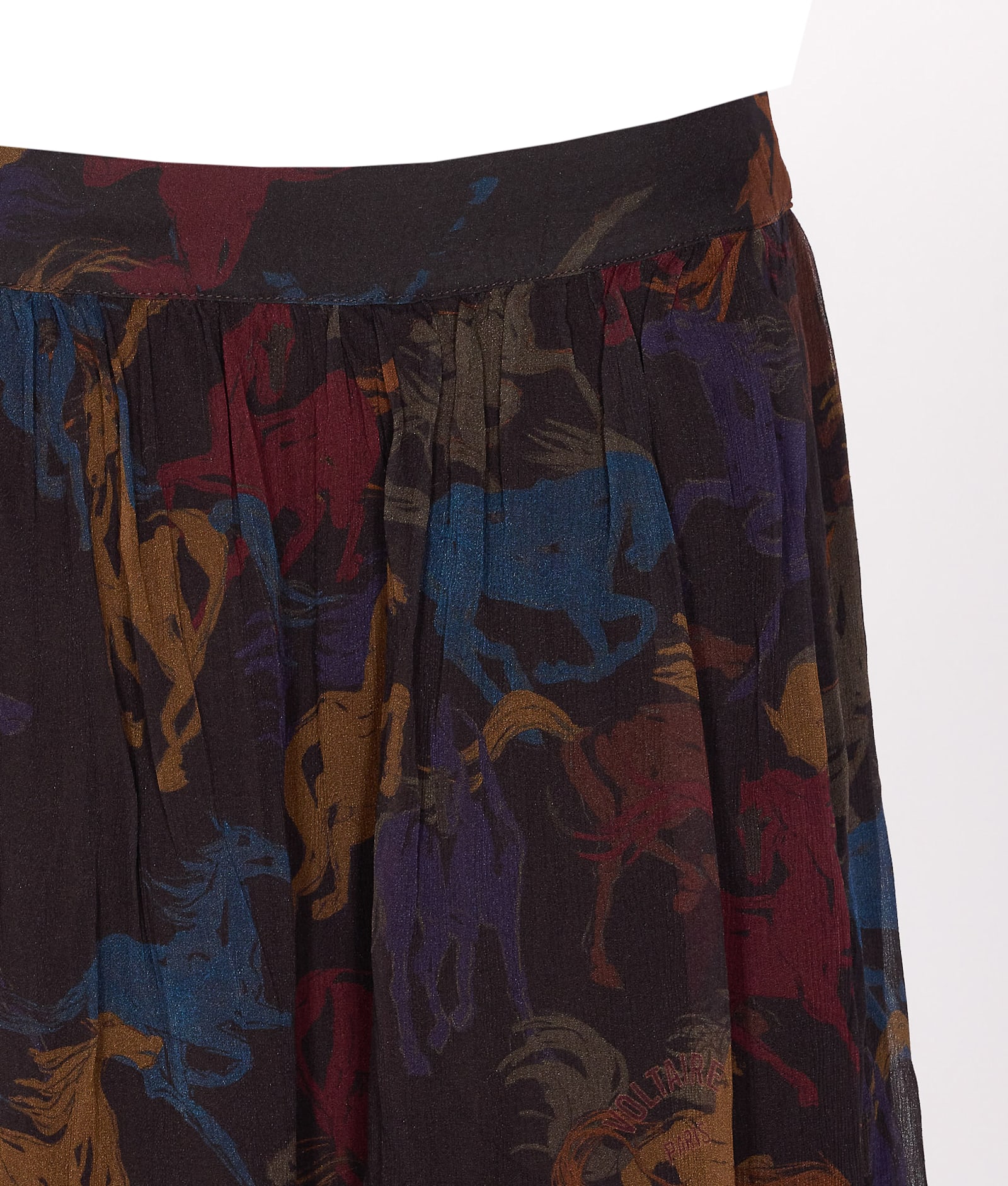 Zadig & Voltaire Jadys Mousseline Horses Skirt In Brown