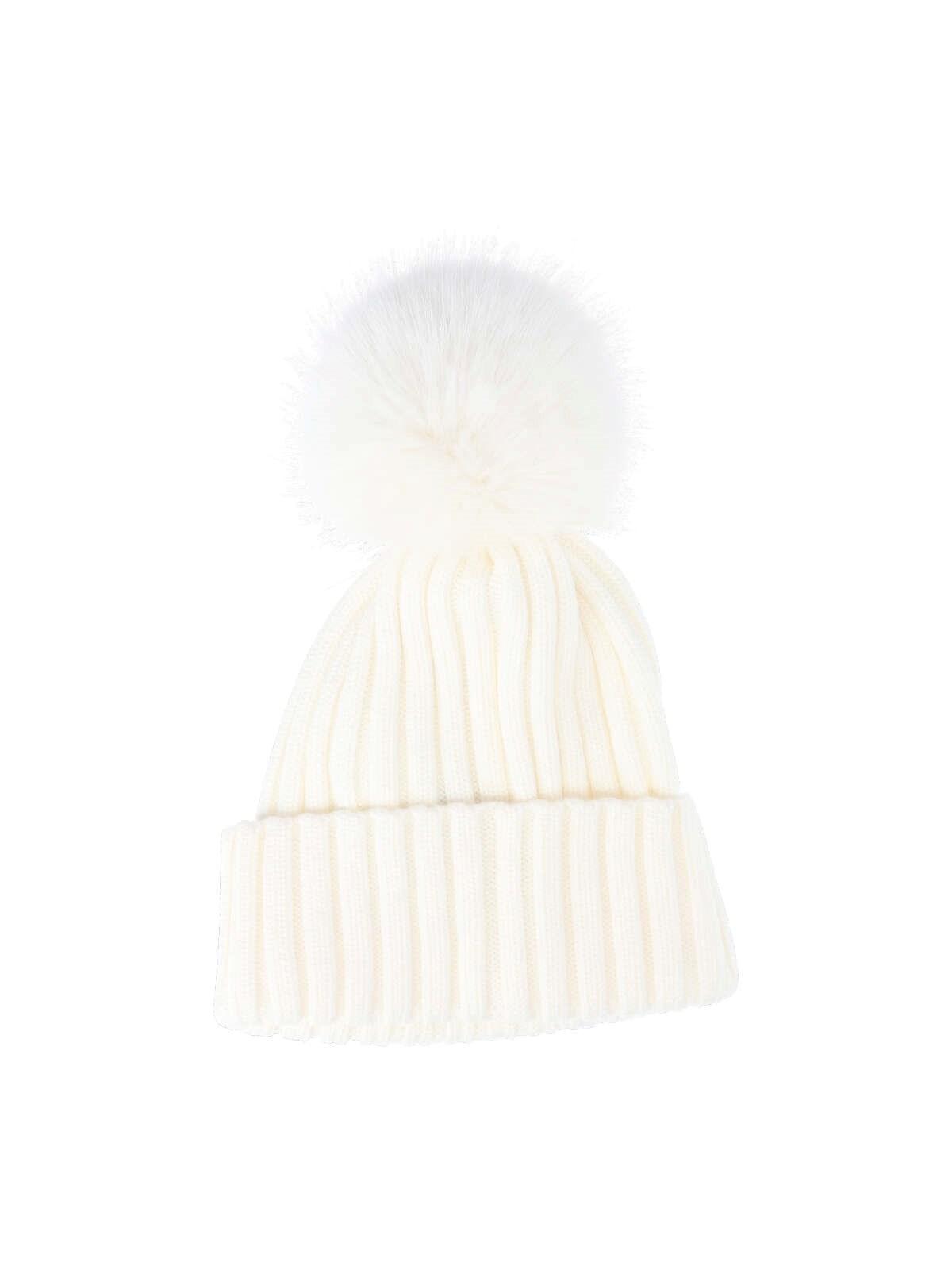 Shop Moncler Beanie With Pon Pon In White