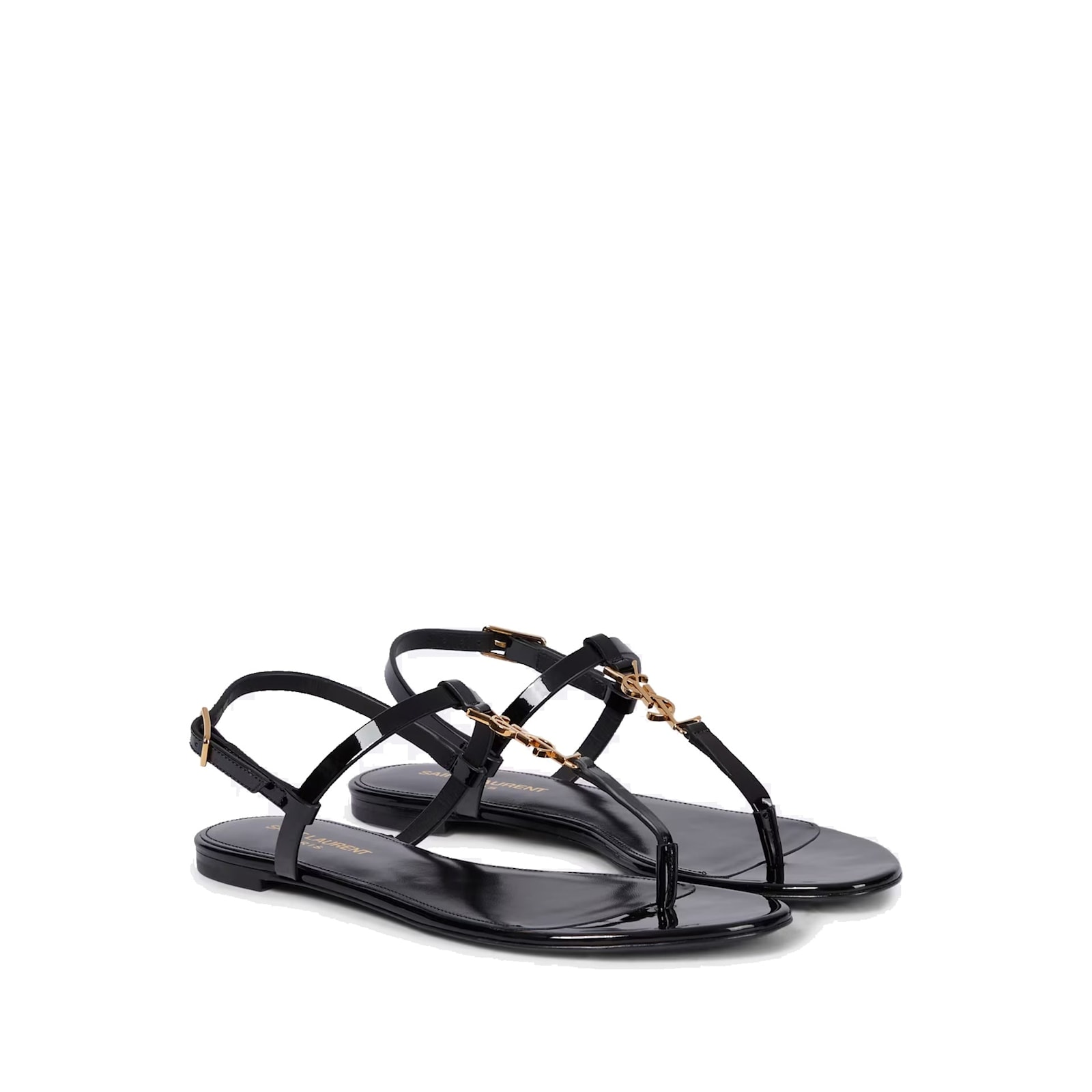 Shop Saint Laurent Cassandra Flat Sandals In Black