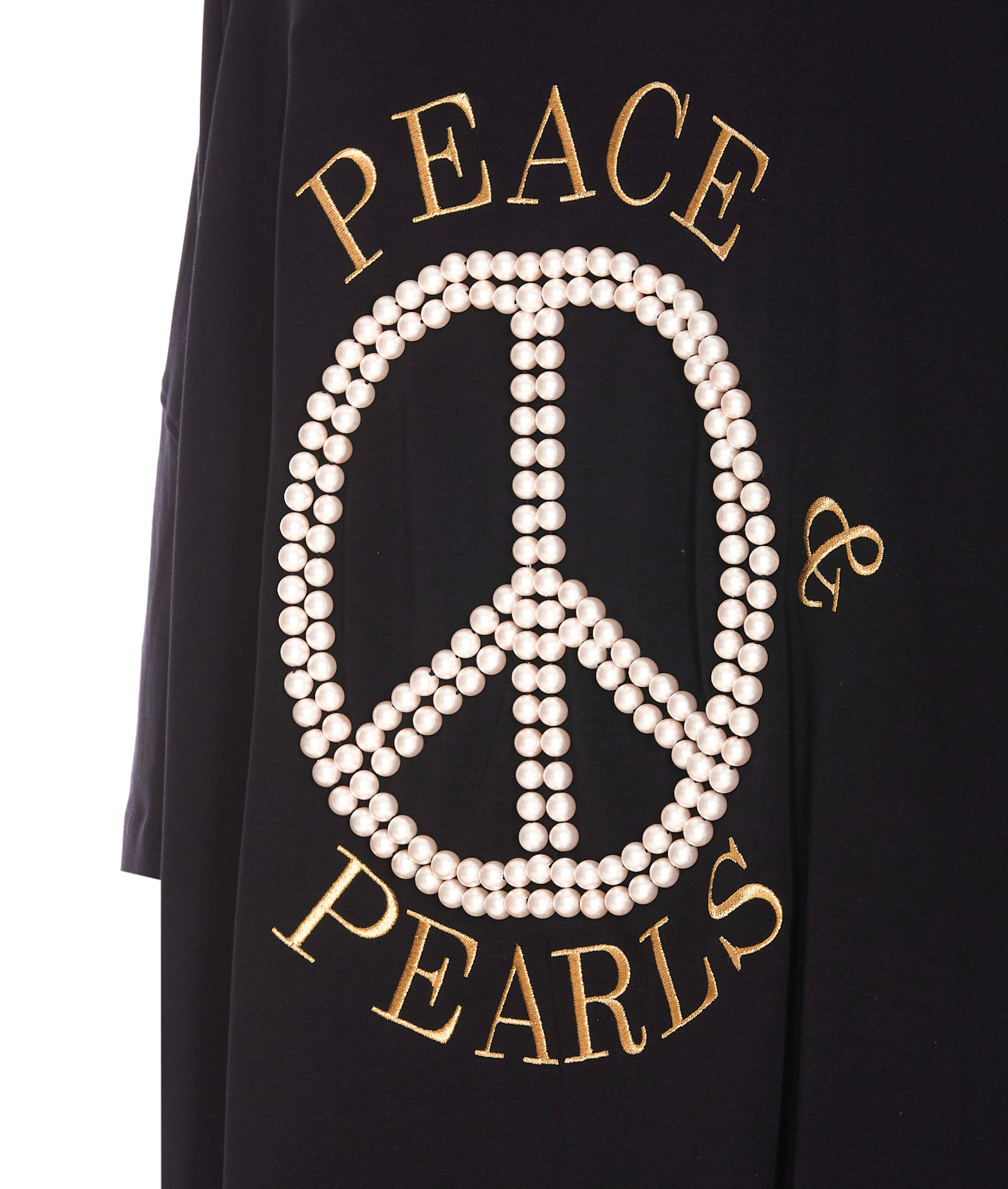 Shop Moschino Peace & Pearls Dress In Black