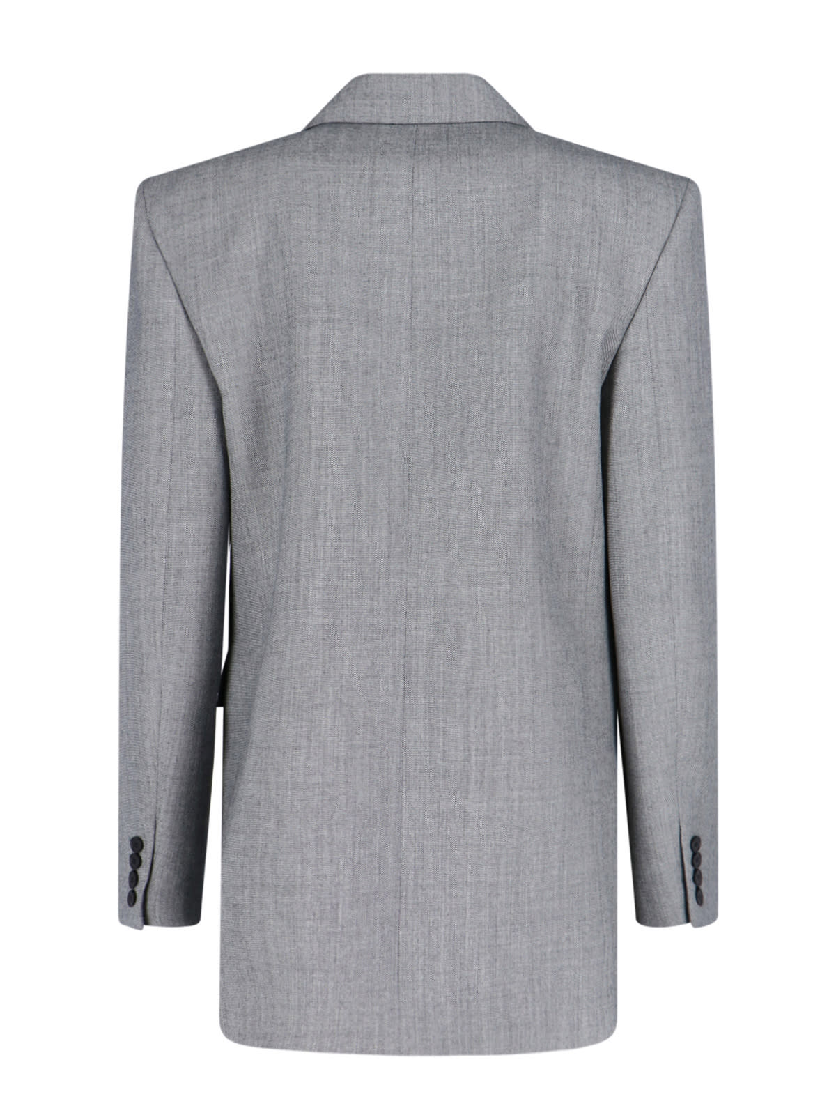Saint Laurent Double-breasted Wool Blazer In Gray