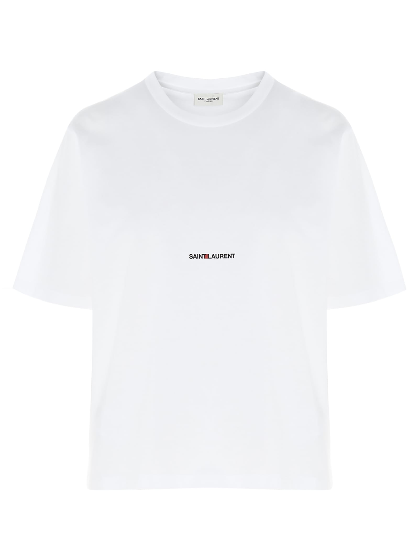 Saint Laurent Printed Cotton-jersey T-shirt In White | ModeSens
