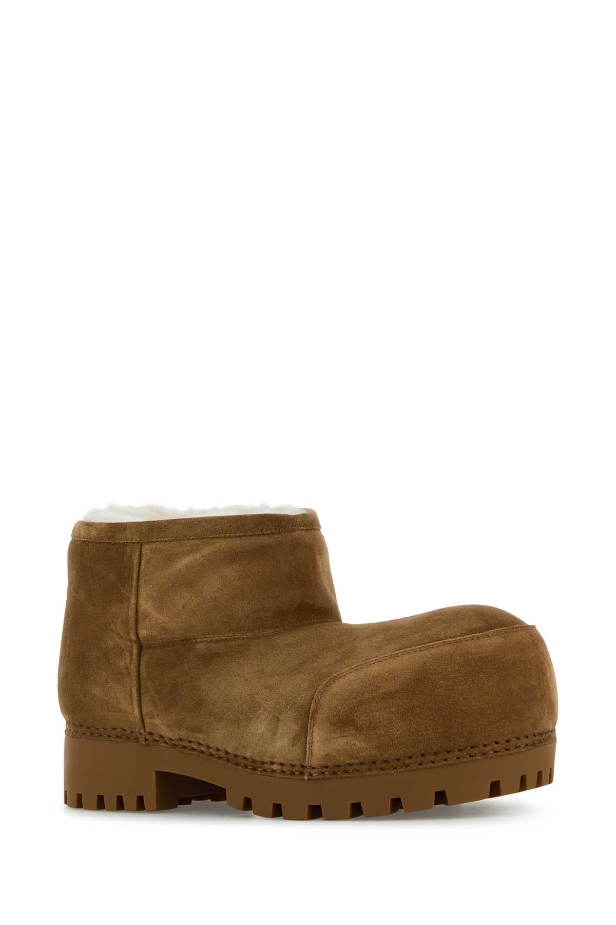 Shop Balenciaga Camel Suede Alaska Ankle Boots In Brownwhite