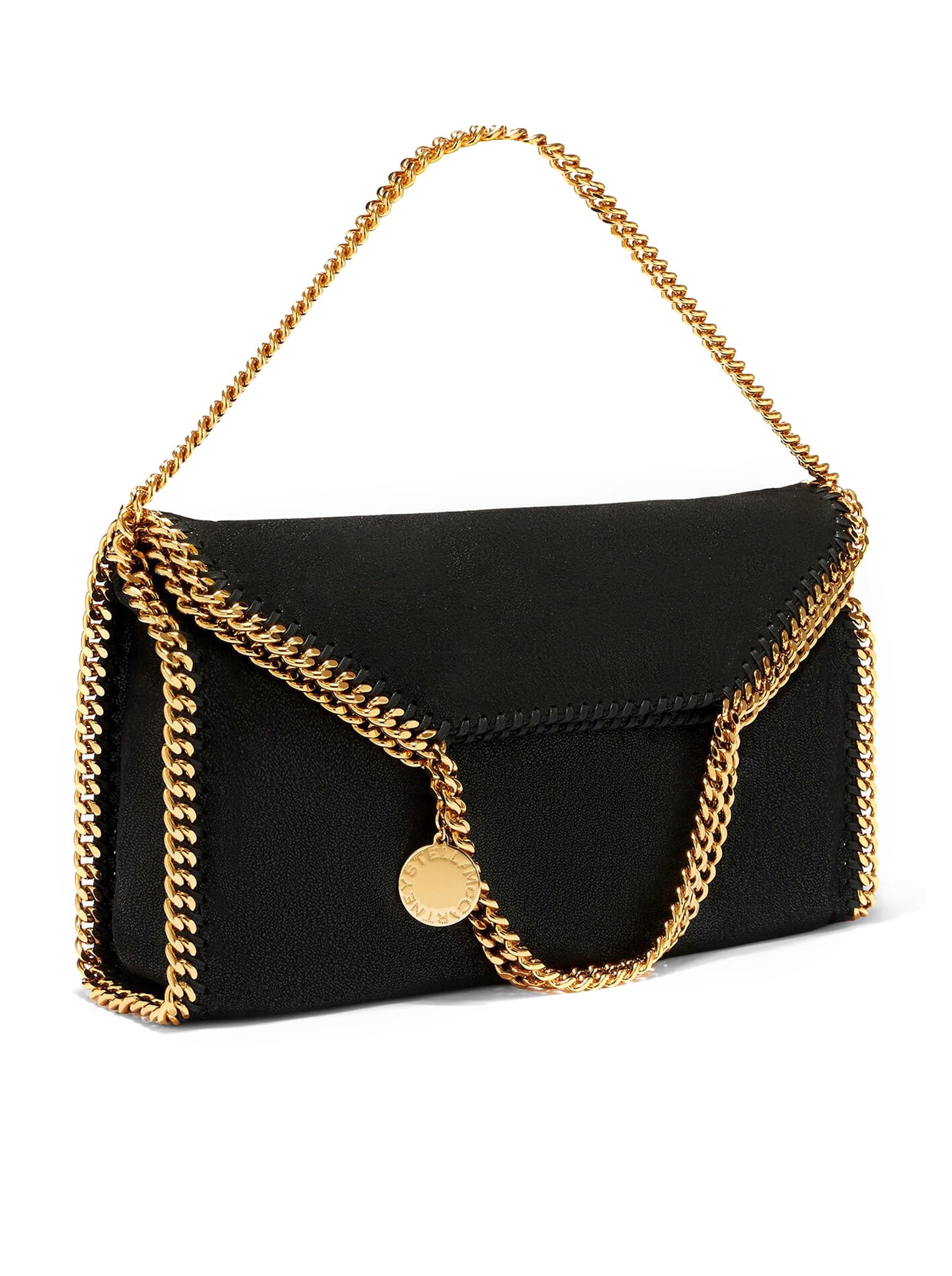 Shop Stella Mccartney Black And Gold Falabella Tote Bag