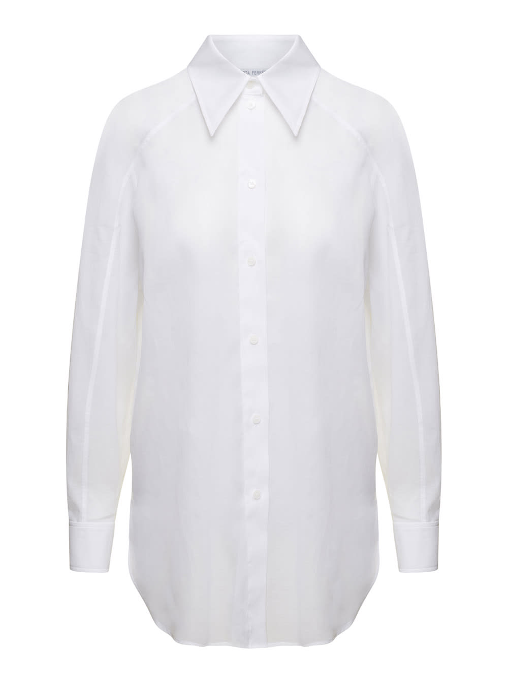 Shop Alberta Ferretti White Maxi Shirt In Cotton Organza Woman