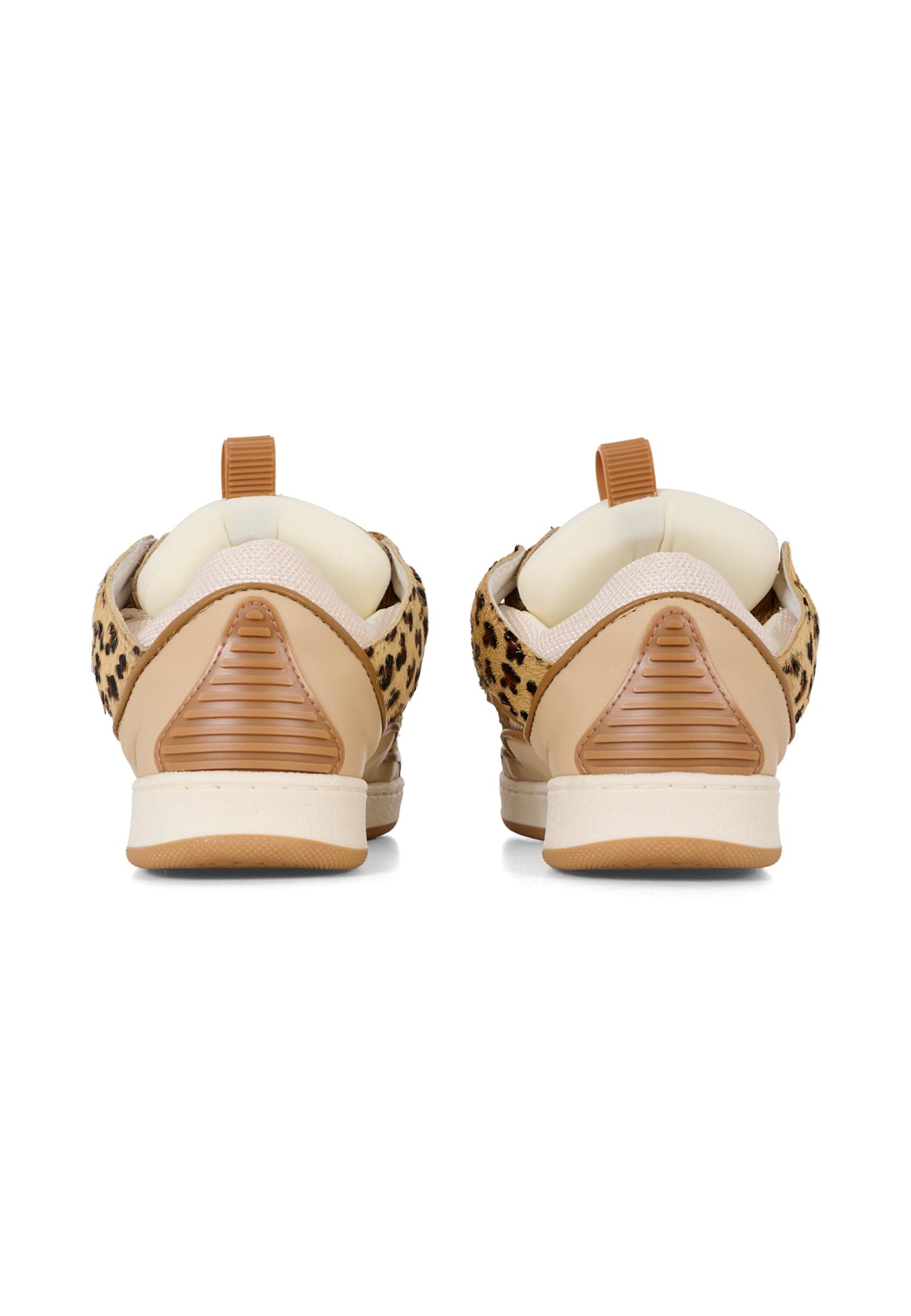 Lanvin Beige Sneakers For Girl With Leopard Pattern In Brown