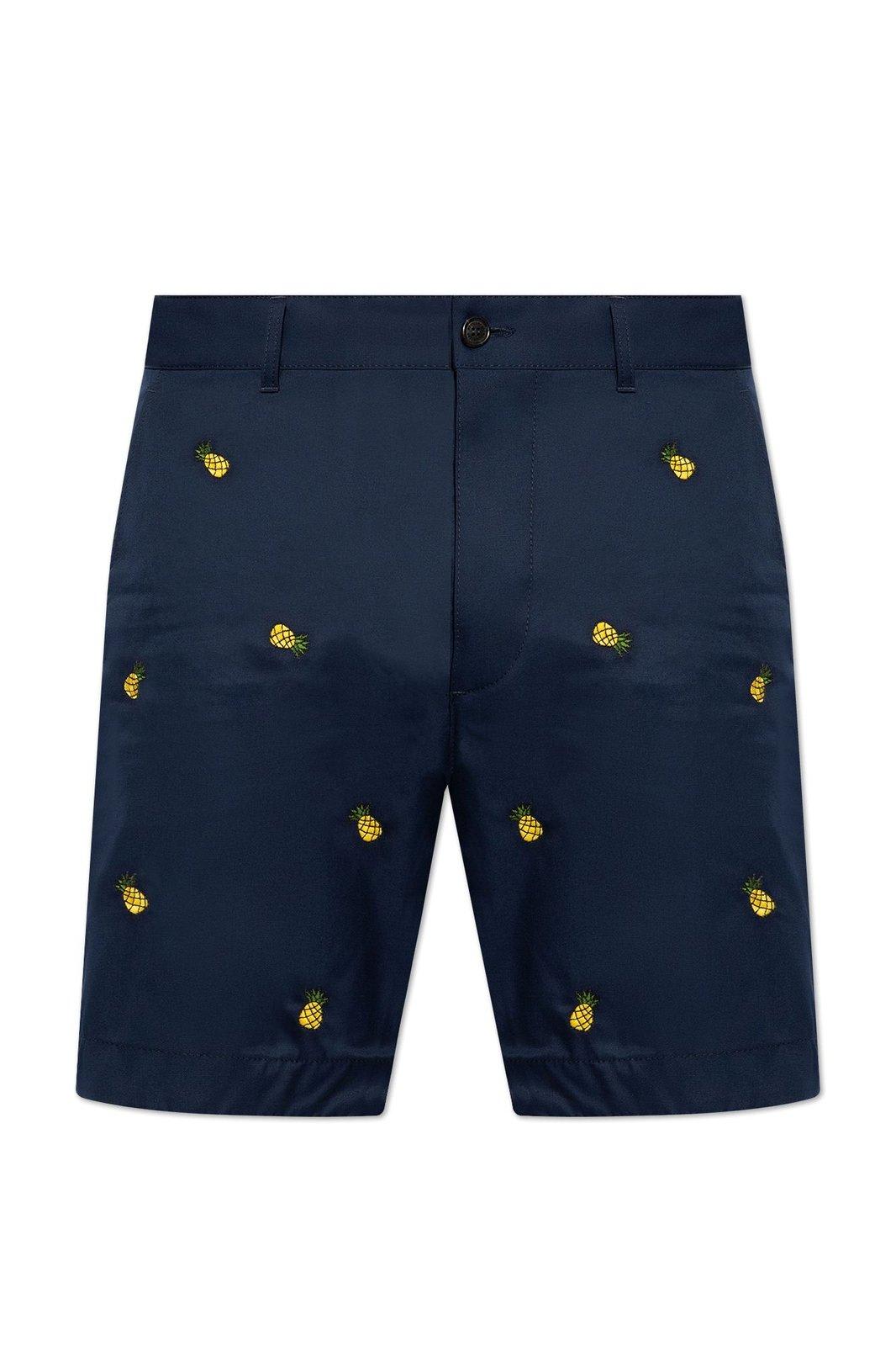 Shop Dsquared2 Motif Embroidered Chino Shorts In Majolica Blue