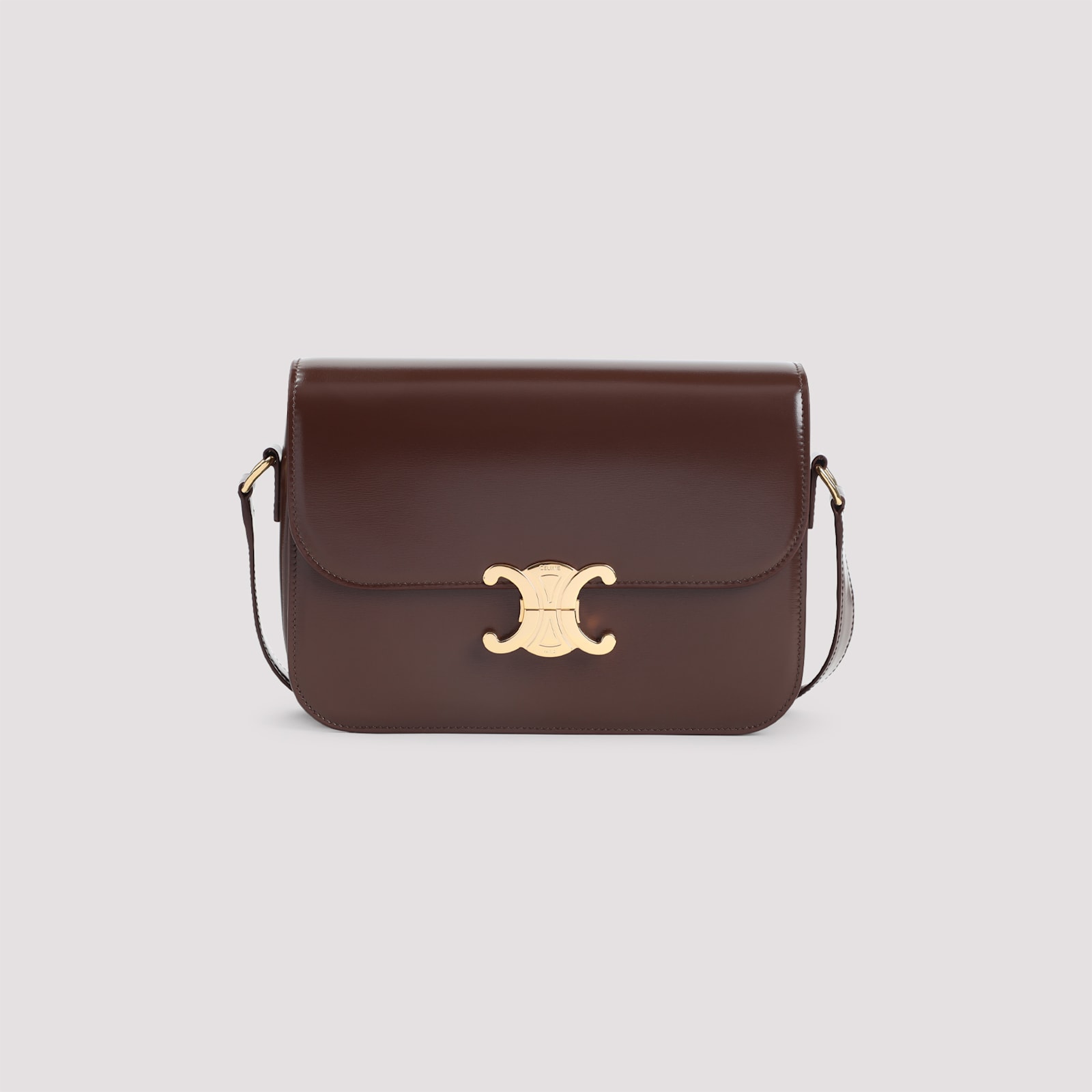 Celine Teen Triomphe Adjustable Strap Shoulder Bag In Brown