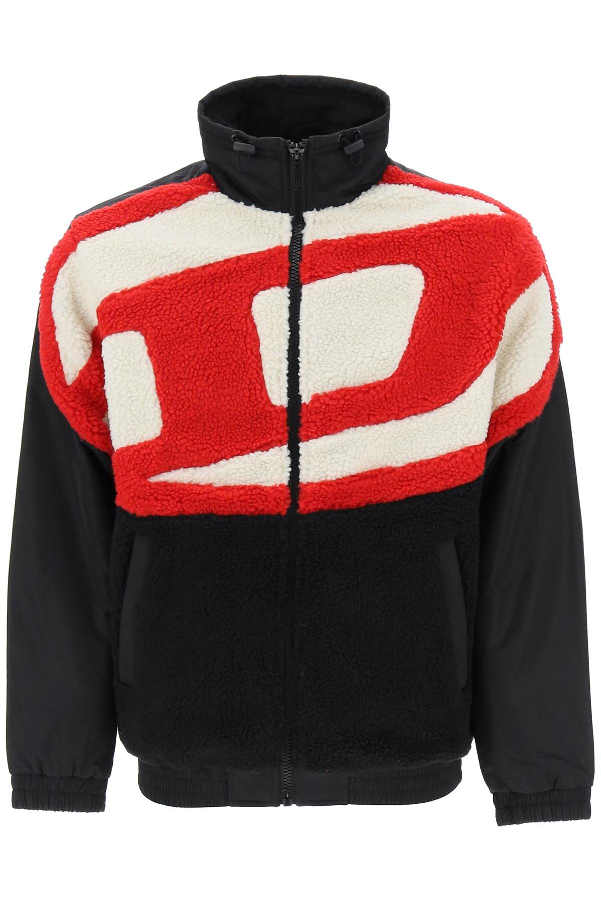 Shop Diesel S-ovady Teddy Jacket In Black Red (black)