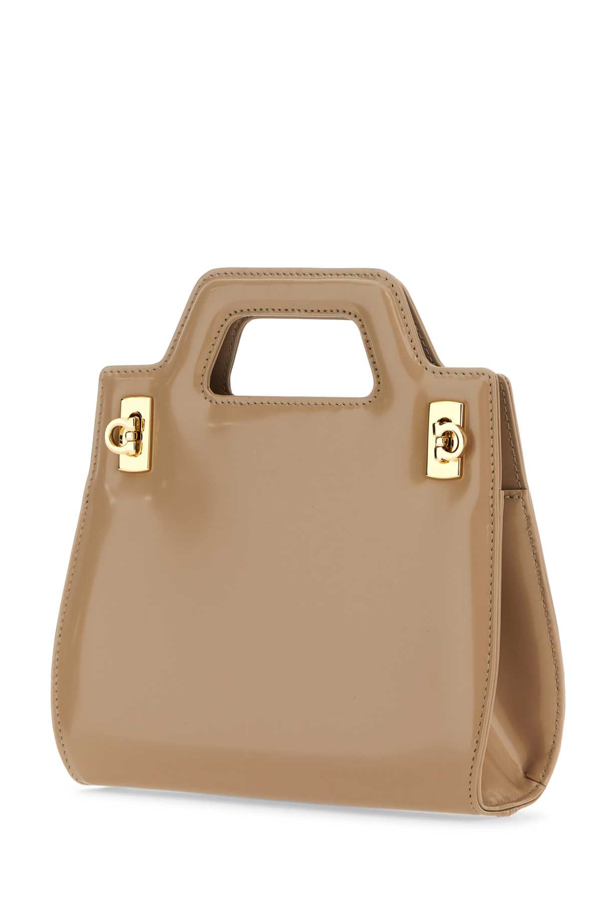 Shop Ferragamo Beige Leather Mini Wanda Handbag