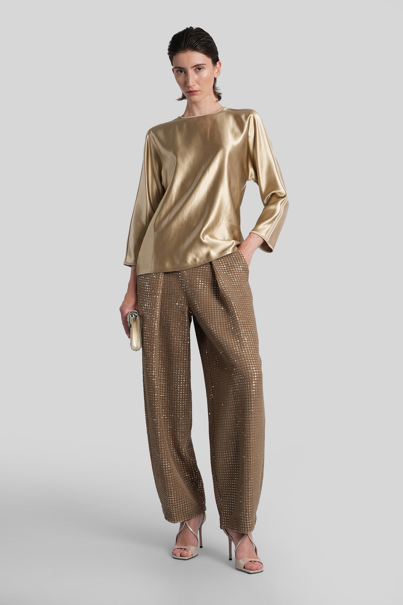 Giorgio Armani Pants In Beige Polyester In Brown