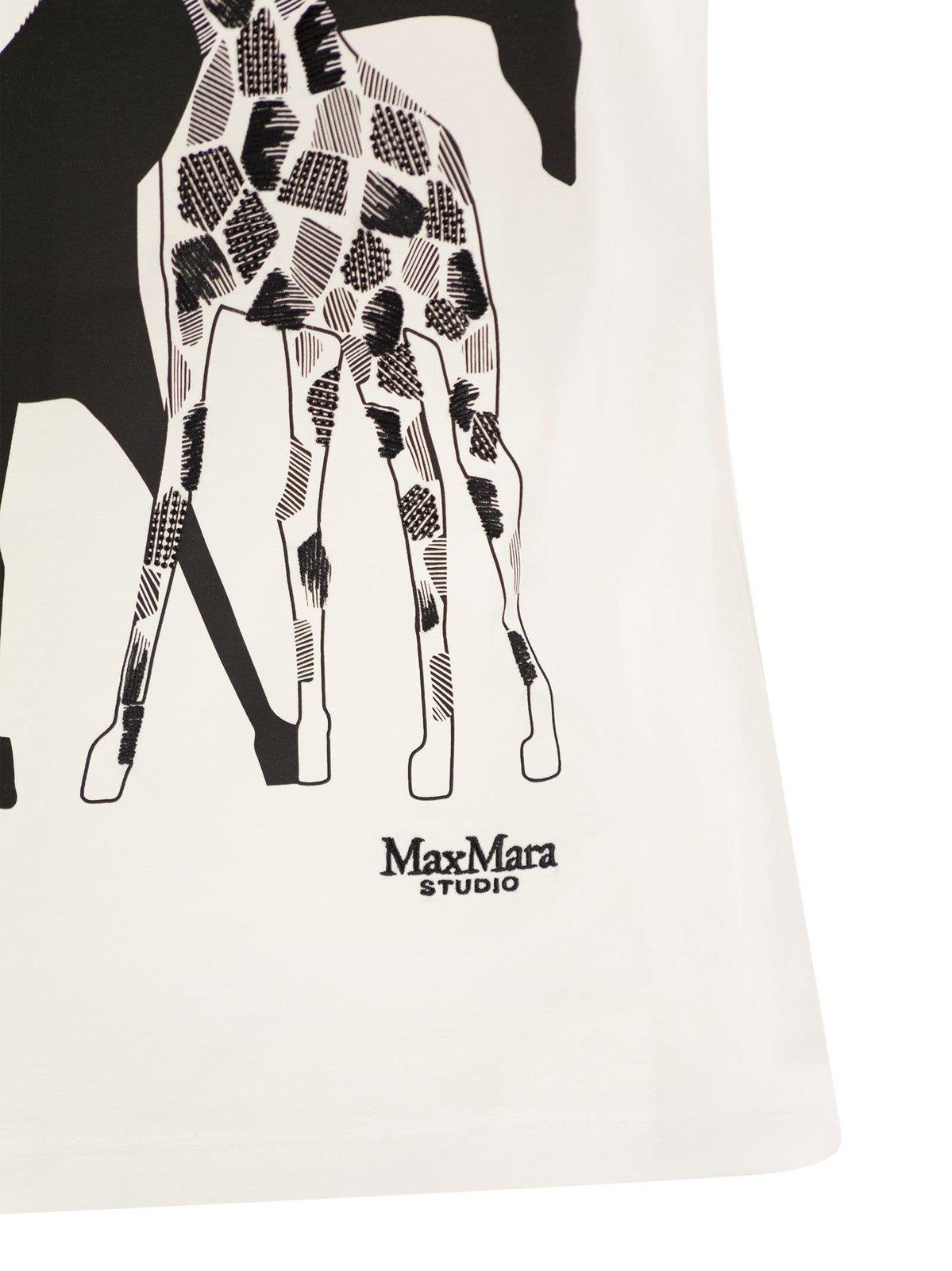 Shop Max Mara Rita Giraffe Printed T-shirt In Bianco