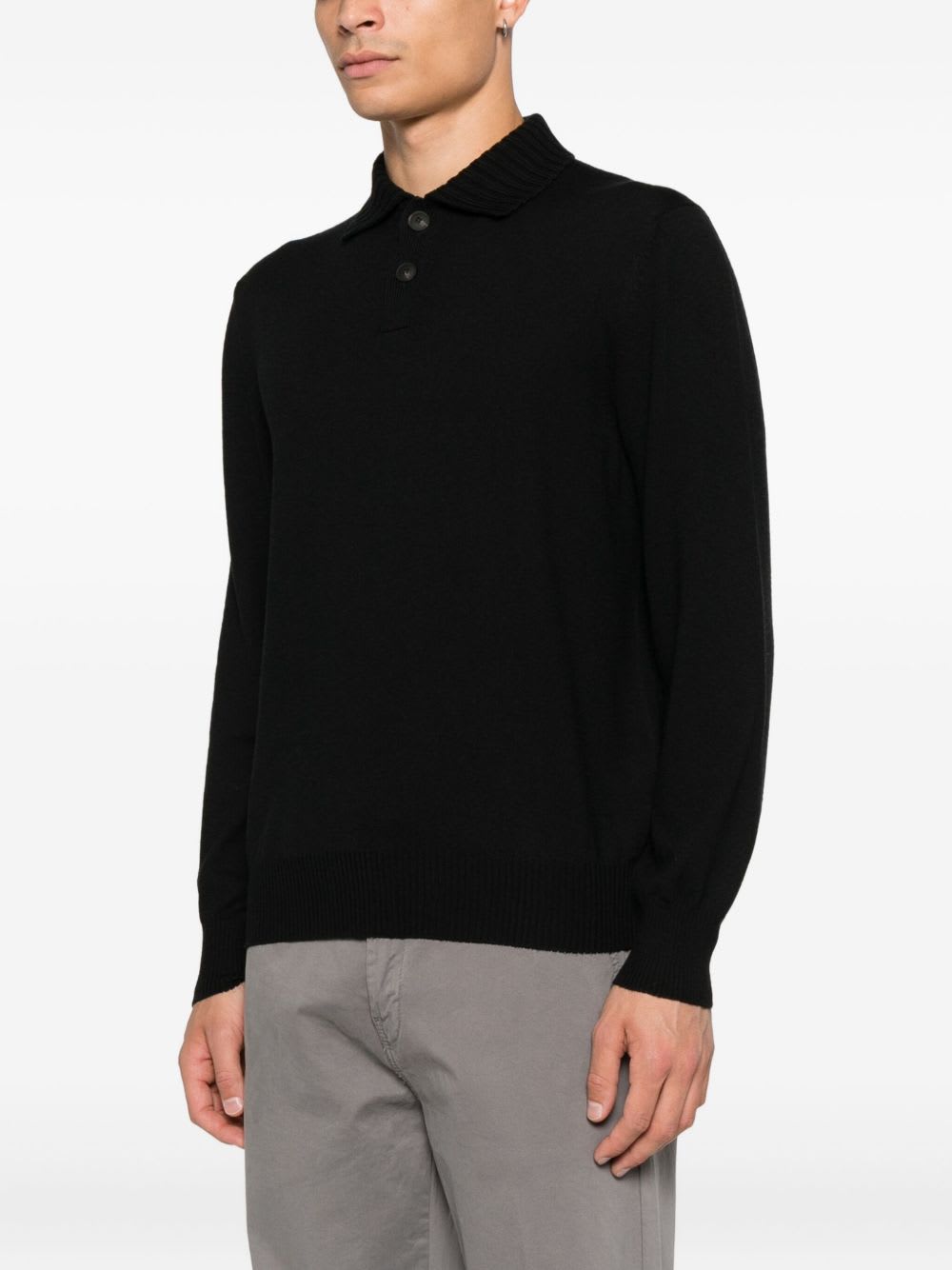 Tagliatore Wool Sweater With Polo Collar In Black