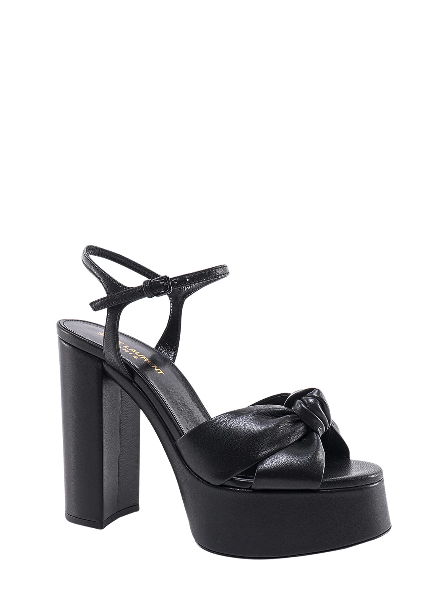 Shop Saint Laurent Knot Detail 145mm Platform Sandals In Nero