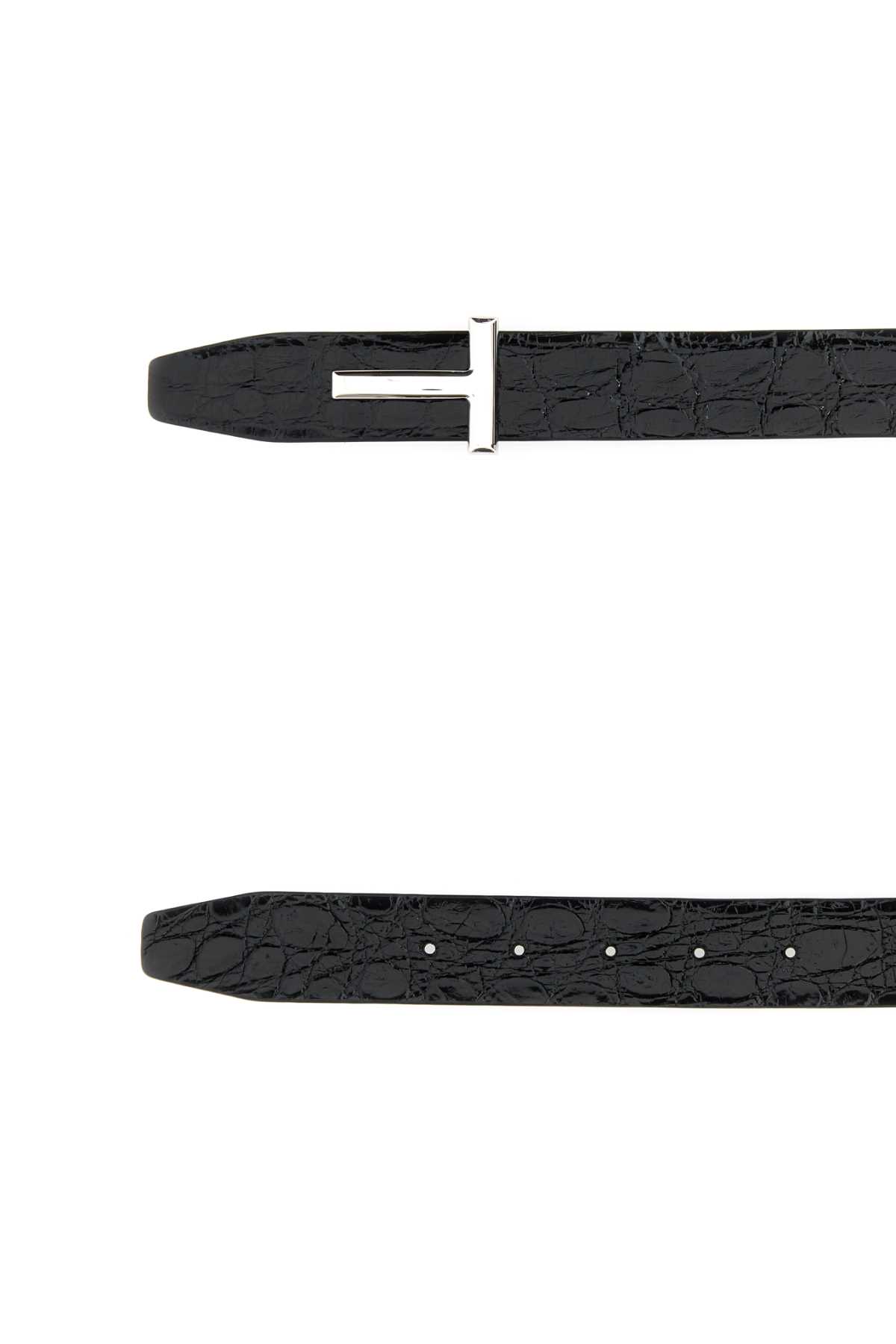 Shop Tom Ford Black Leather T Belt