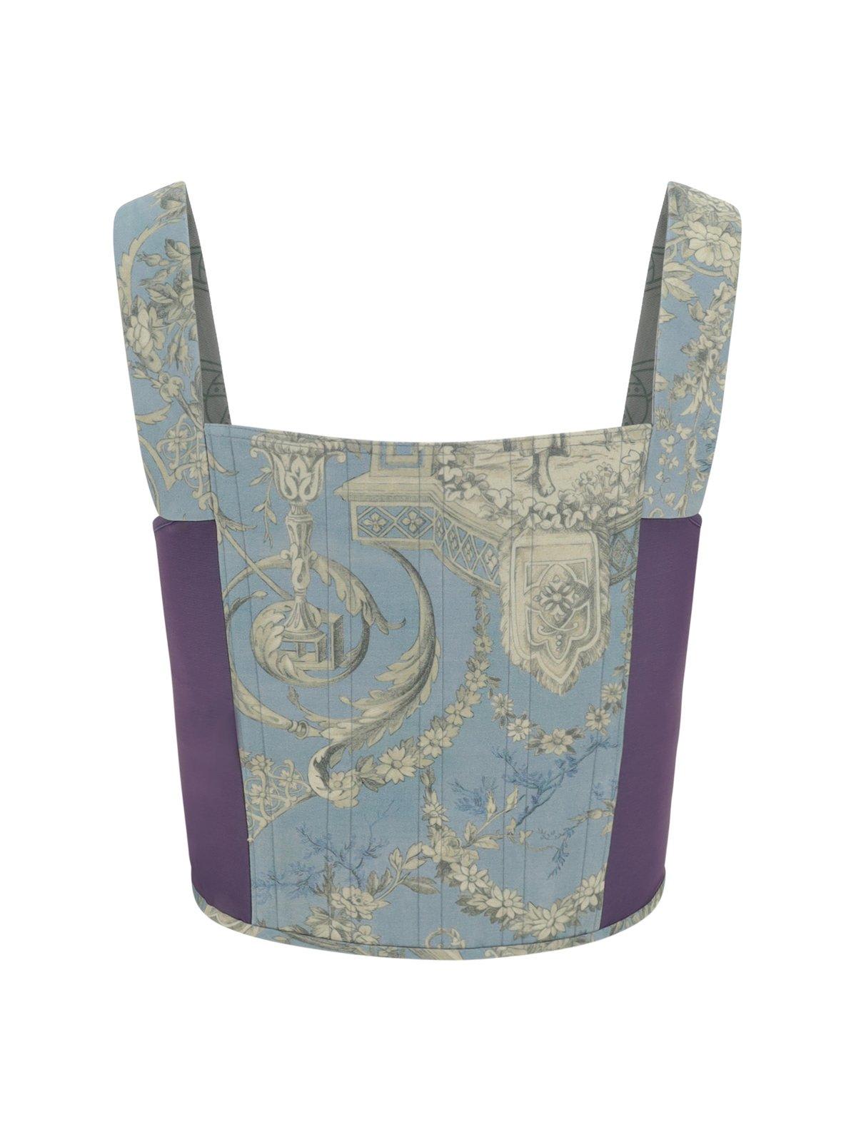 Shop Vivienne Westwood Zip-up Corset Top In Clear Blue