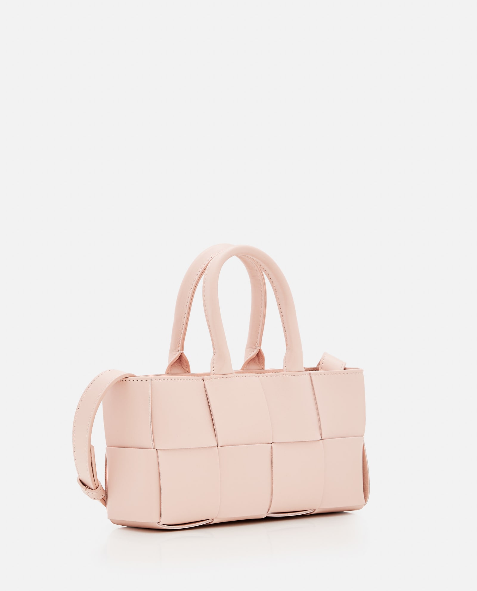 Bottega Veneta East West Mini Arco Leather Tote Bag In Pink