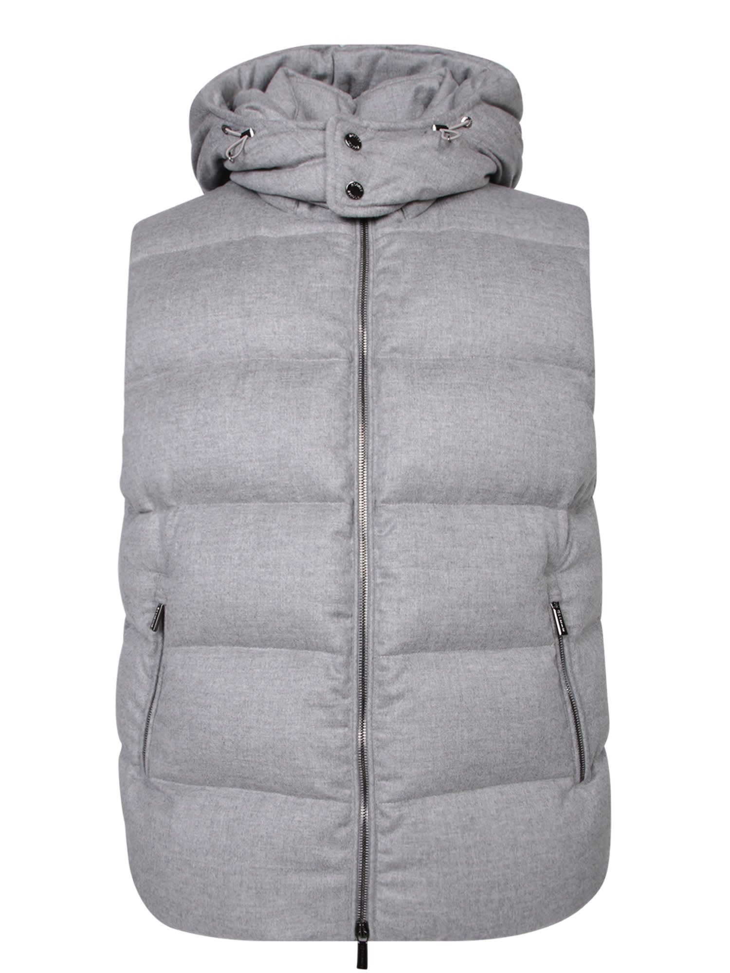 Shop Moorer Grey Cashmere Hooded Vest In Beige