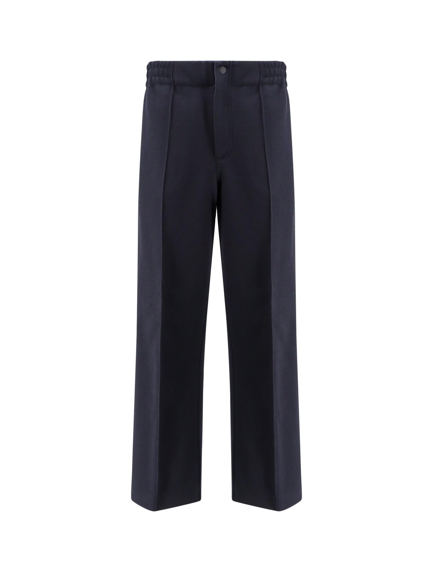 Moncler Interlock Trousers With Embossed Logo In Blue