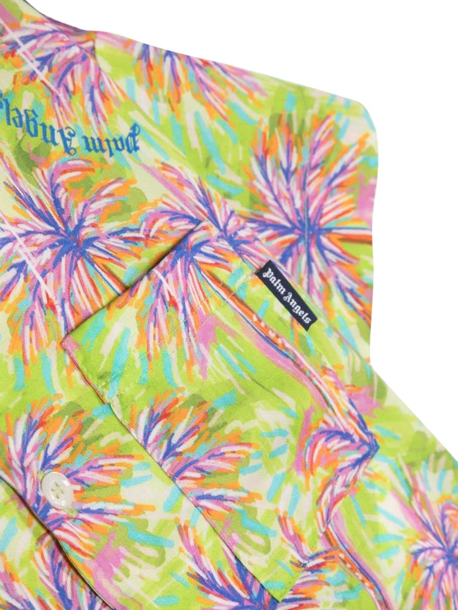 Palm Angels Palm Tree-print Short-sleeve Bowling Shirt In Multicolour