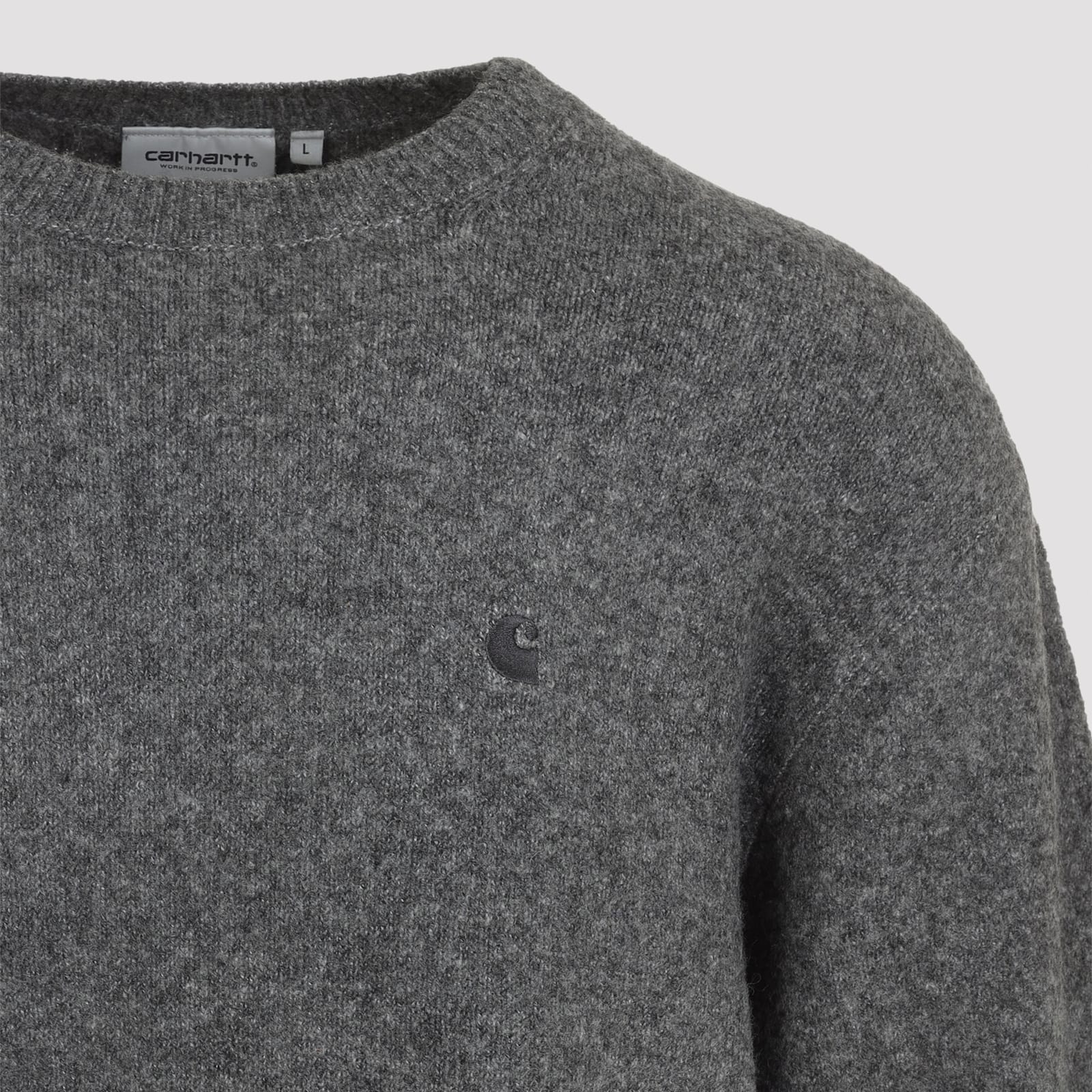 Carhartt Crew Neck Sweater With Ribbed Cuffs And Hem In Green