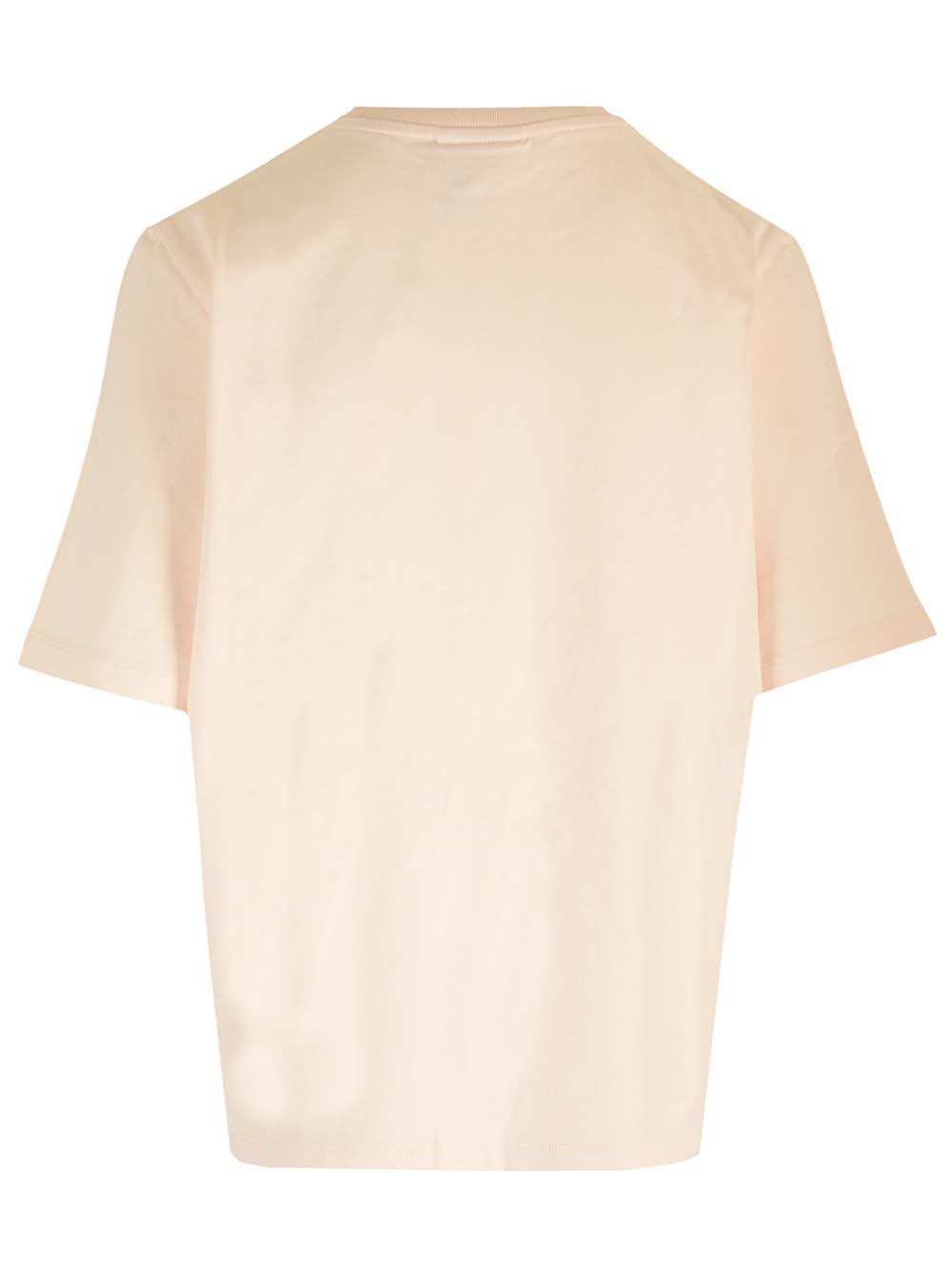 Shop Maison Kitsuné Beige T-shirt With Fuchsia Logo In Fresh Cotton