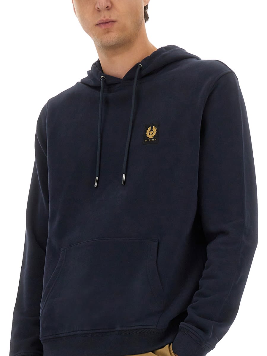 Belstaff Hooded Sweater Kangaroo Pocket In Blue