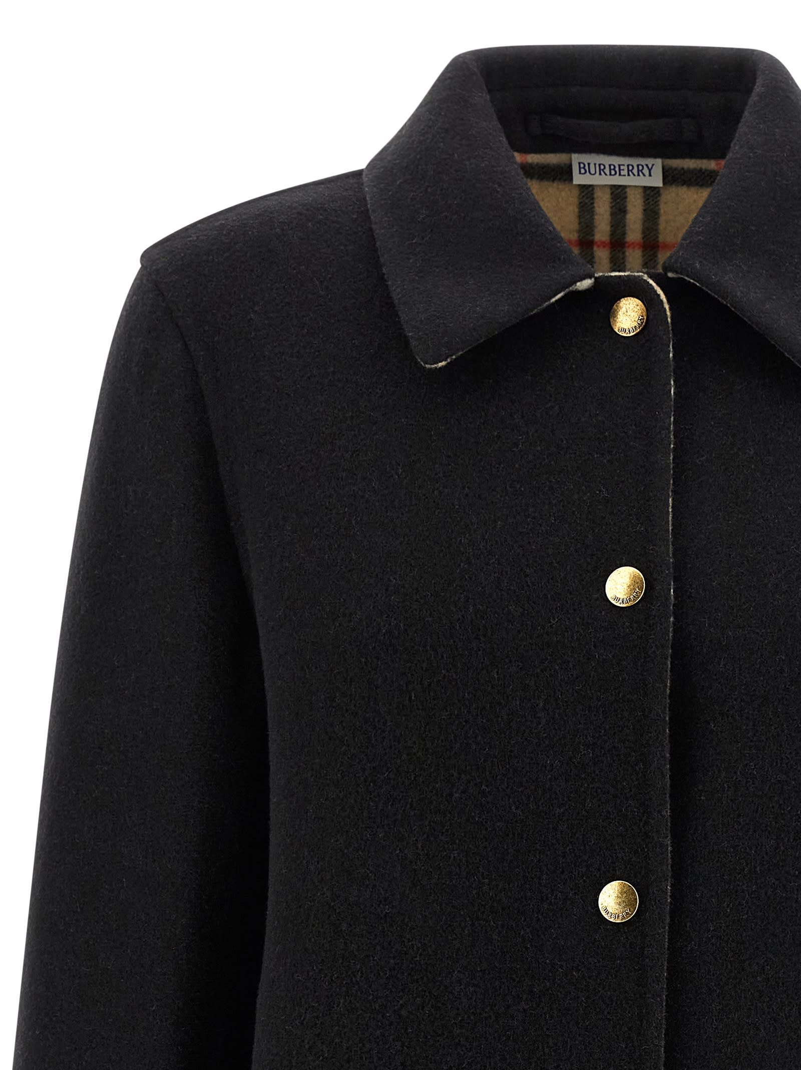 Burberry Wool Overshirt In Black