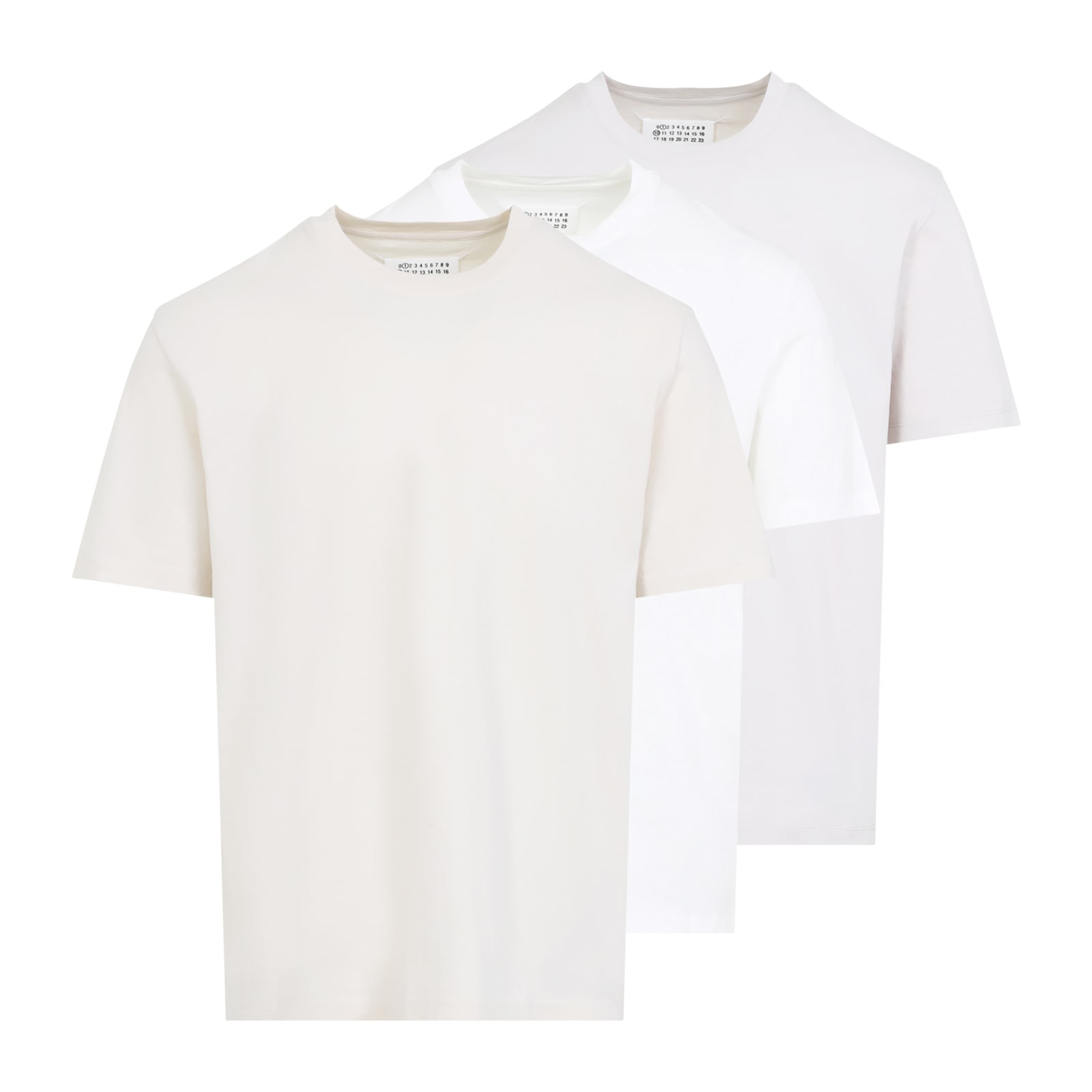 Maison Margiela 3 Pack White Cotton T-shirt In Shades Of Ecru