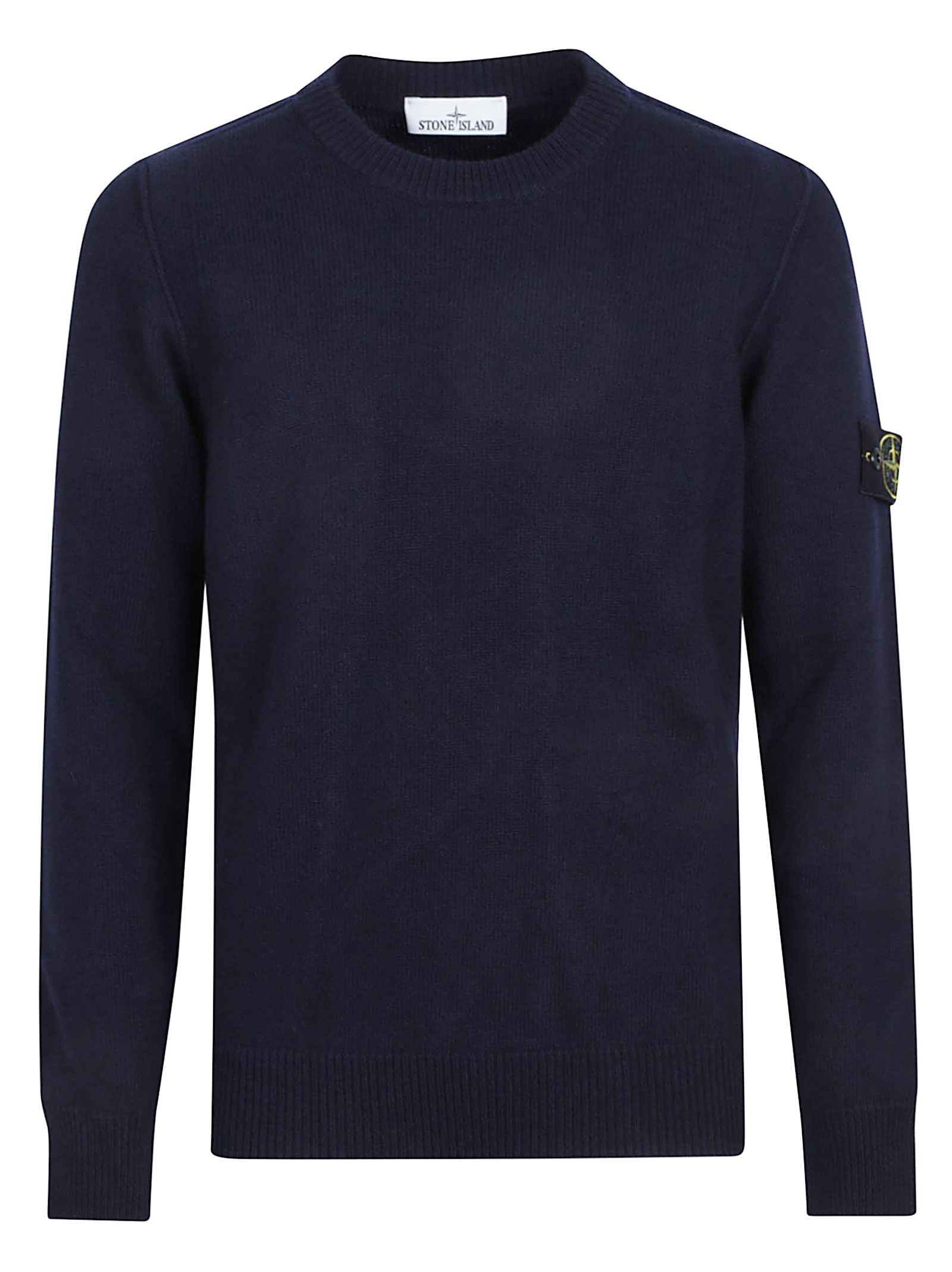 Stone Island Long Sleeve Crew Neck Knit Sweater In Blue