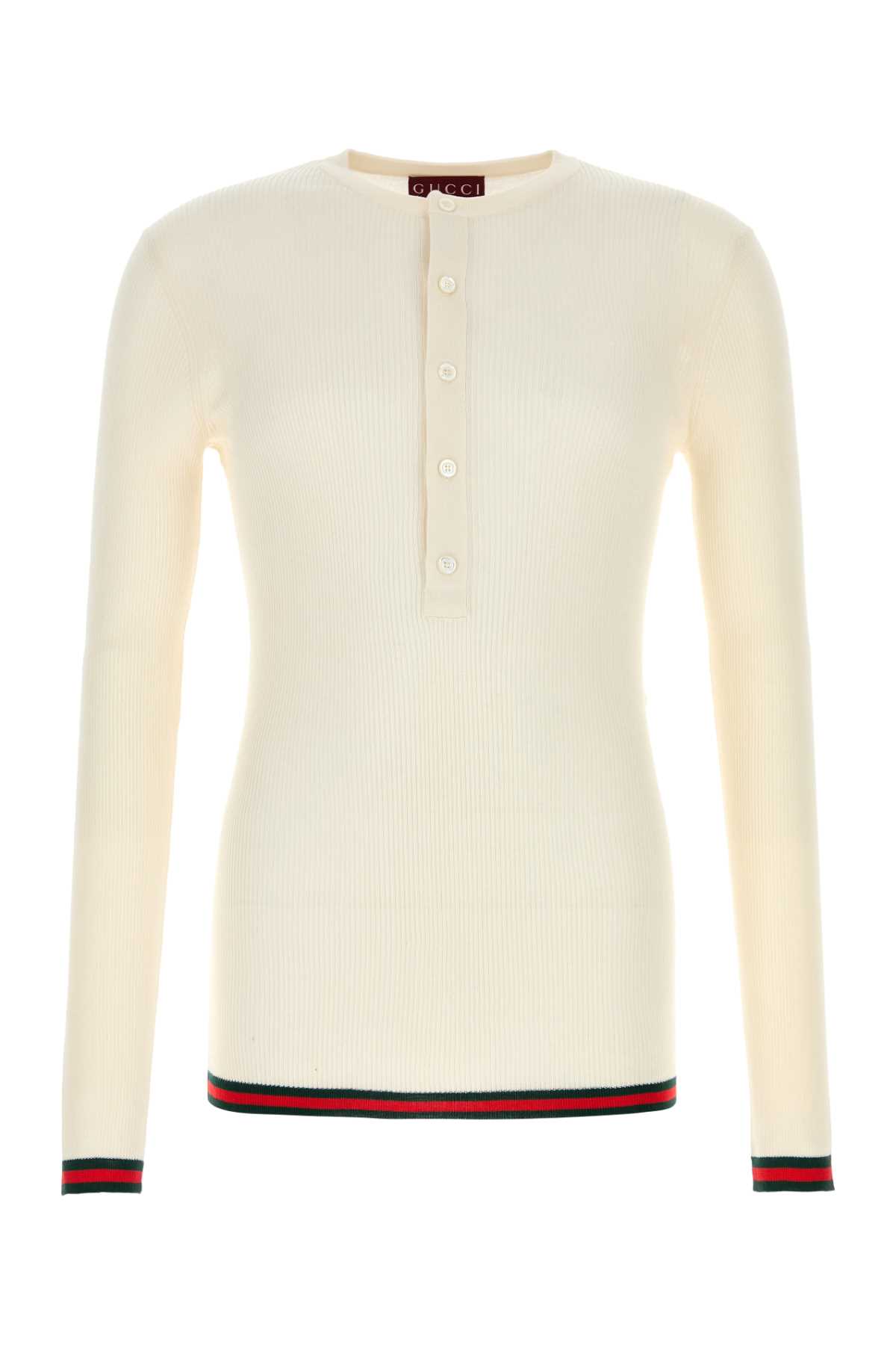 Shop Gucci Ivory Silk Sweater In White