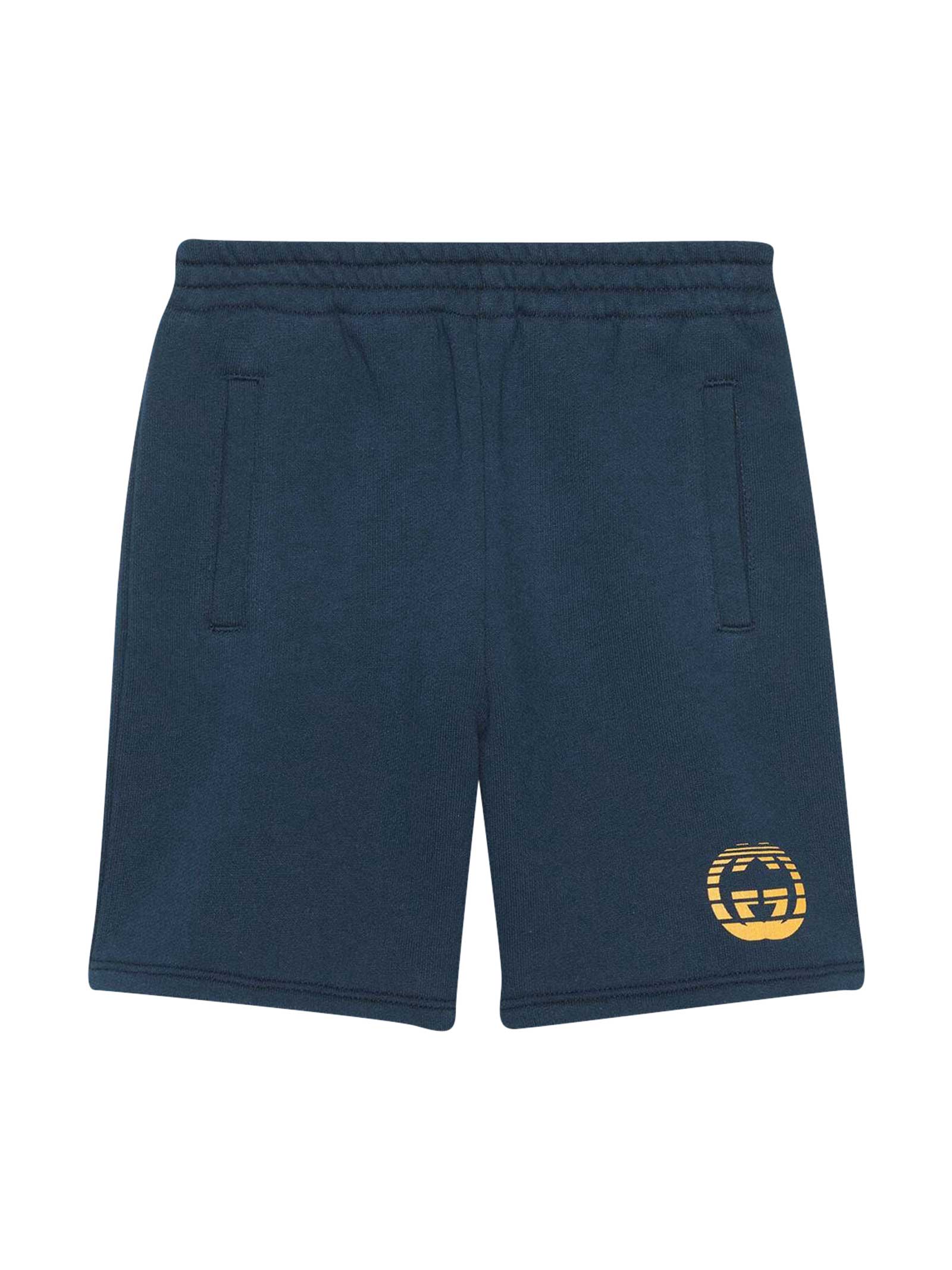 Gucci Blue Bermuda Shorts With Logo