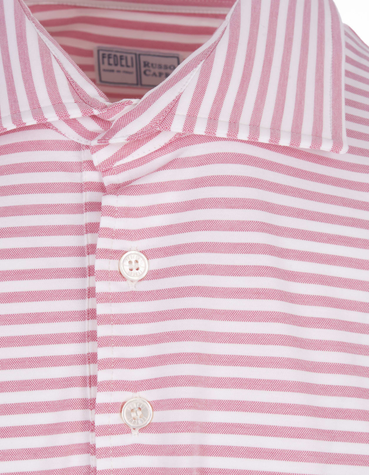 Shop Fedeli Pink And White Striped Tecno Jersey Polo Shirt