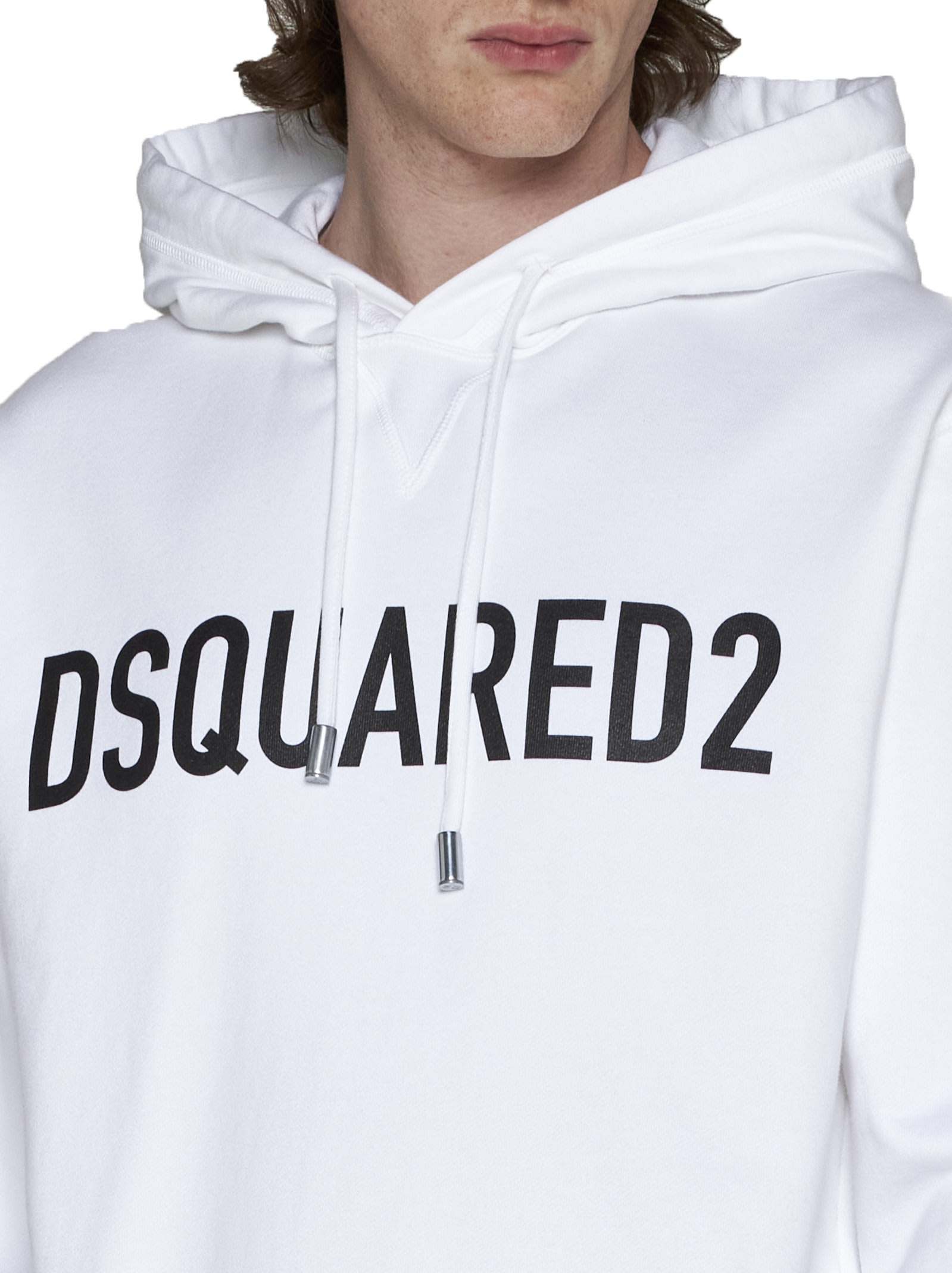 Dsquared2 Logo Cotton Hoodie In White