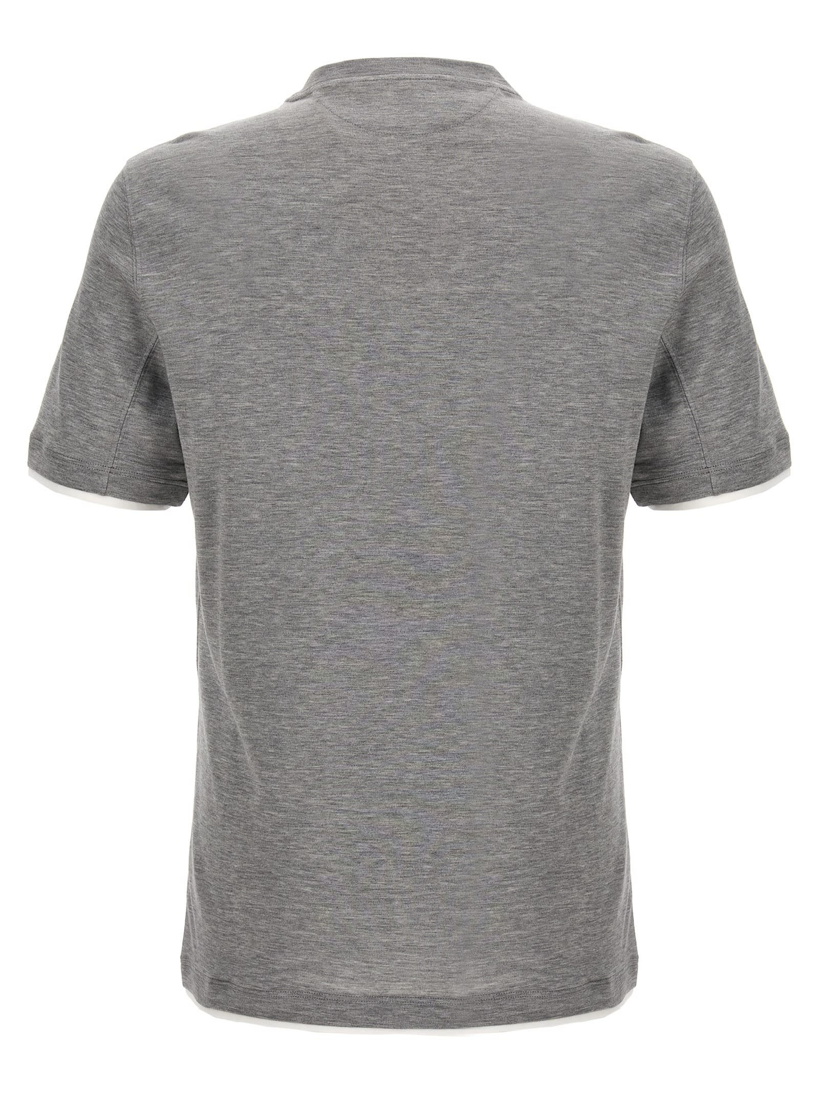 Shop Brunello Cucinelli Double Layer T-shirt In Grey