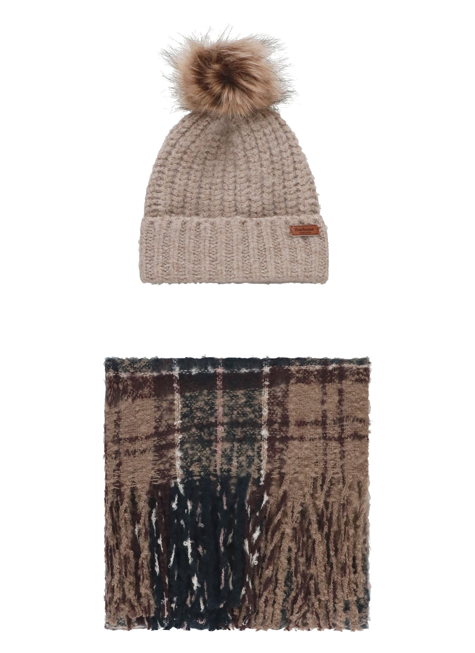 Barbour Saltburn Beanie And Scarf Two Pieces Set In Multi