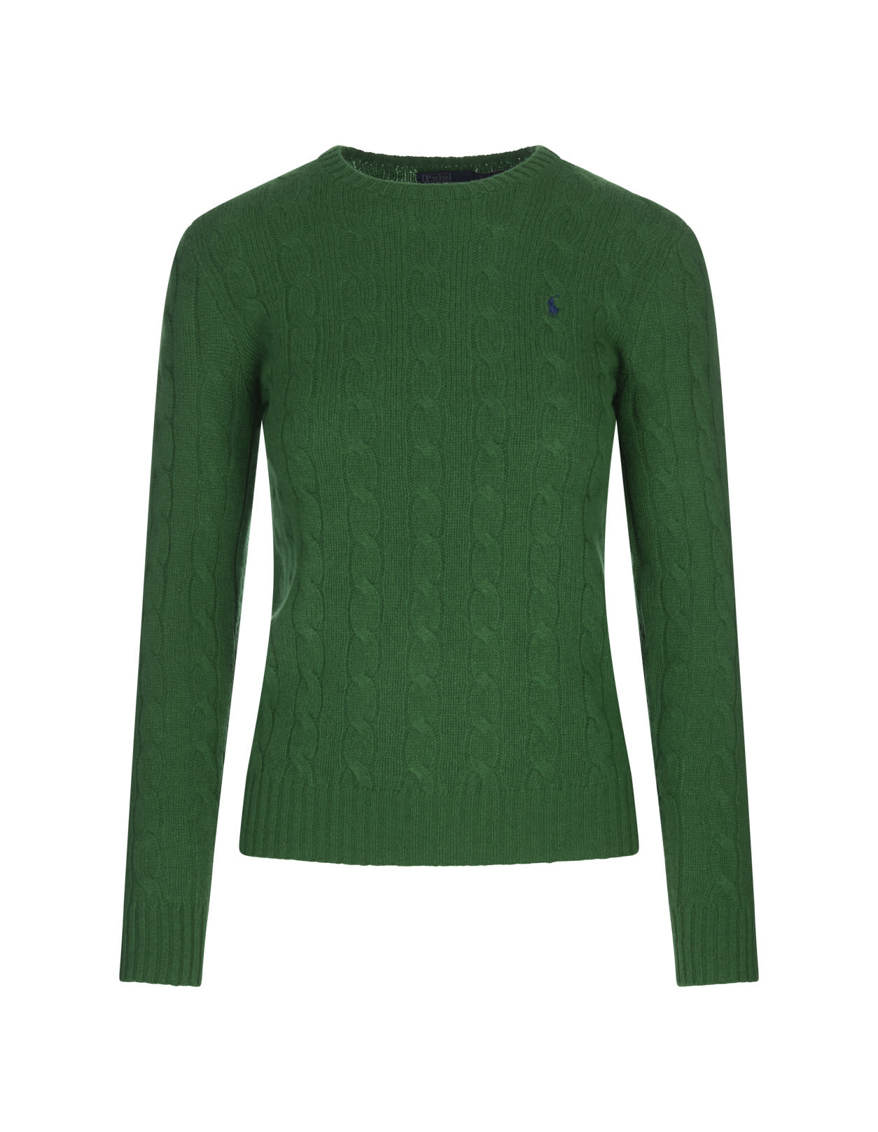 Shop Ralph Lauren Green Wool And Cashmere Braided Sweater